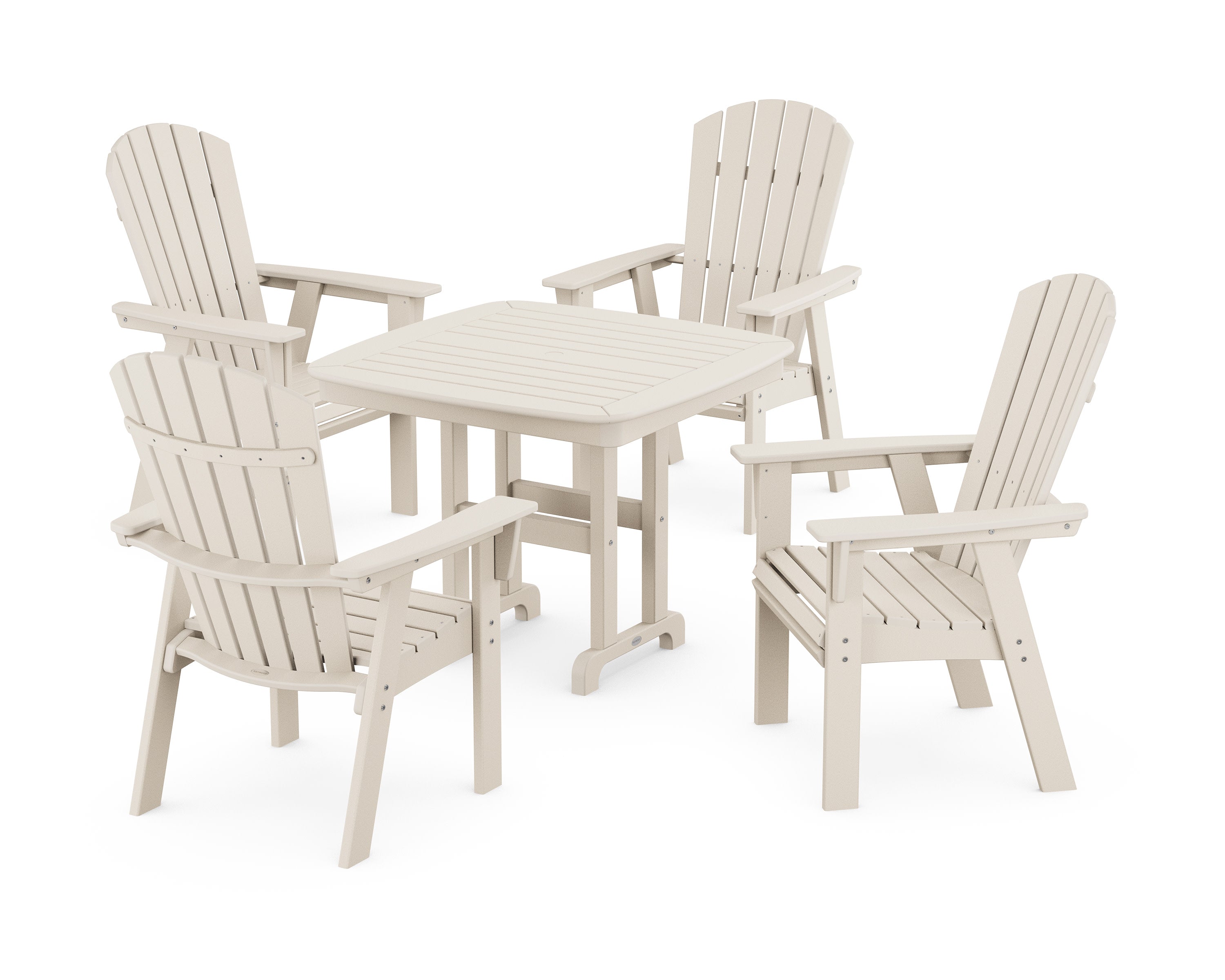 Nautical Curveback Adirondack 5-Piece Dining Set in Sand