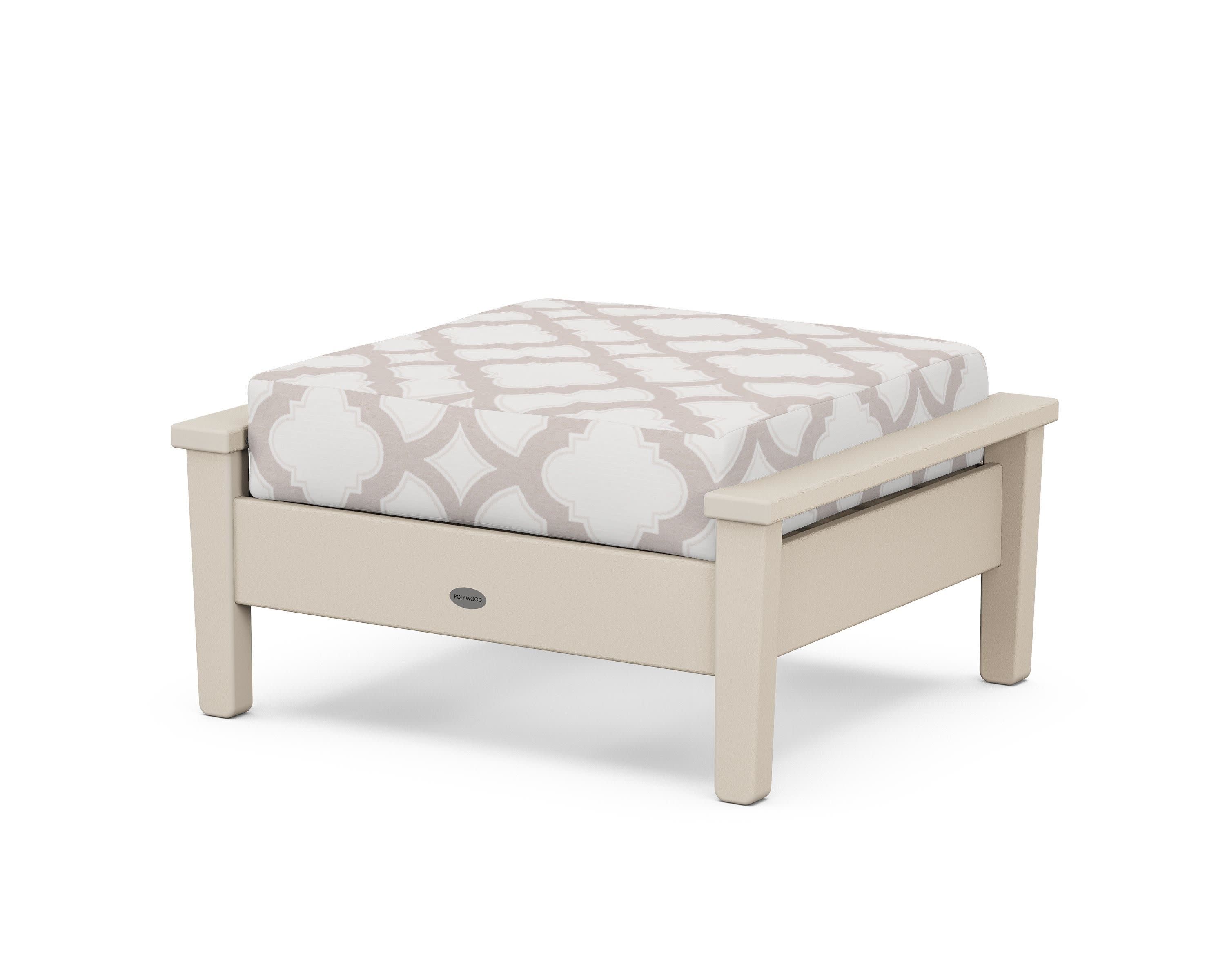 Prescott Deep Seating Ottoman in Sand / Trellis Dune Burlap