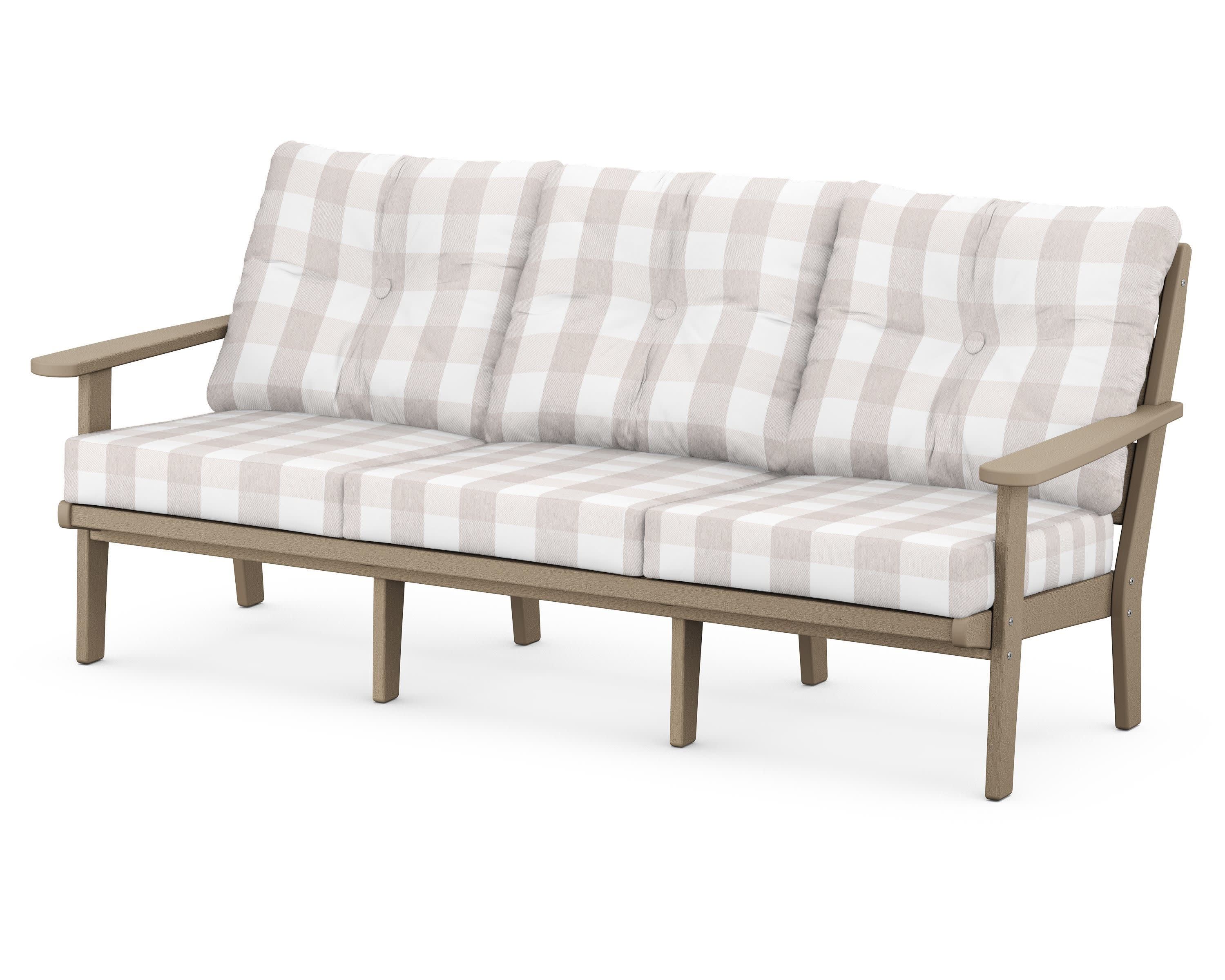 Lakeside Deep Seating Sofa in Vintage Sahara / Buffalo Plaid Dune Burlap