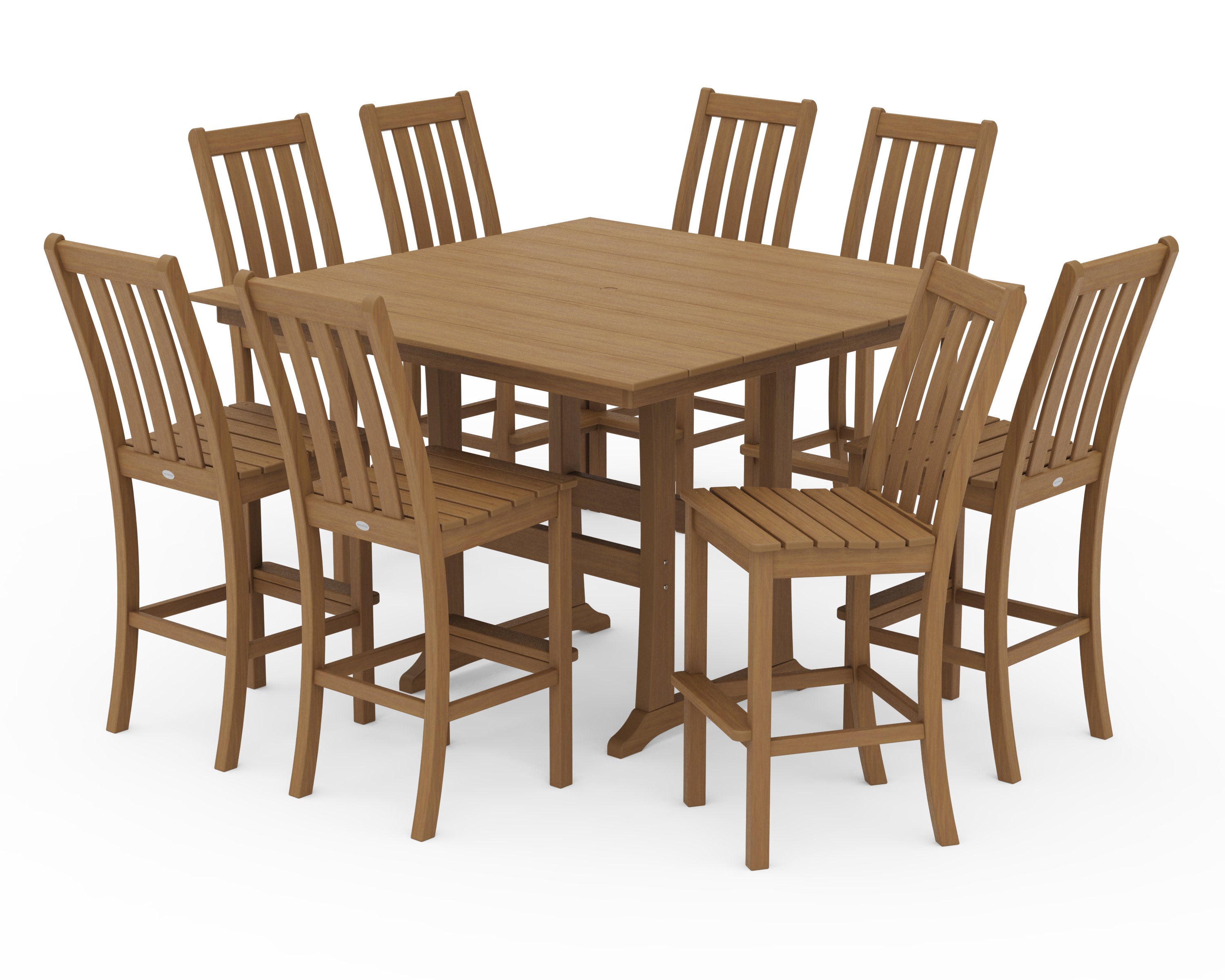 Vineyard 9-Piece Farmhouse Trestle Bar Set in Natural
