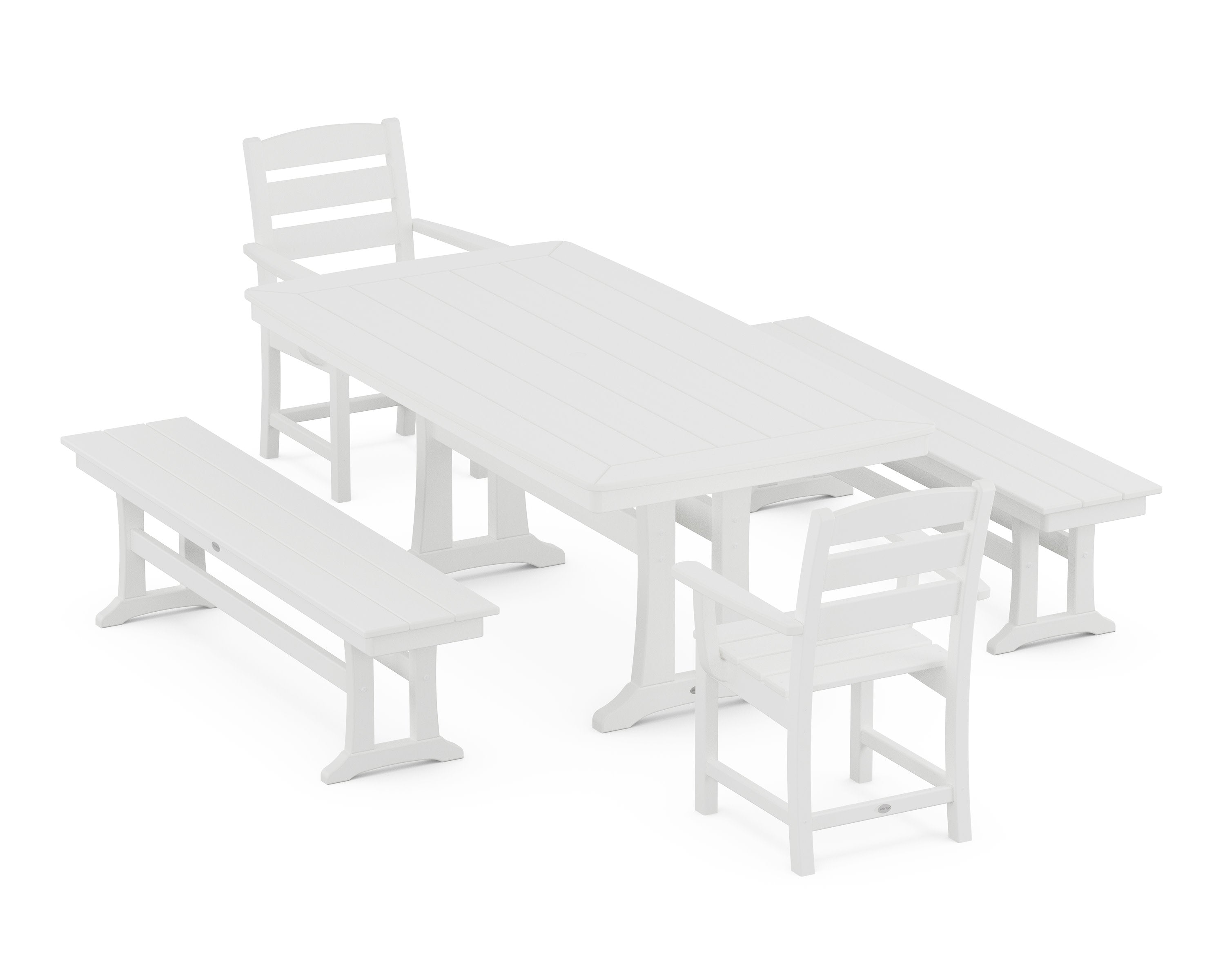 Lakeside 5-Piece Dining Set with Trestle Legs in White