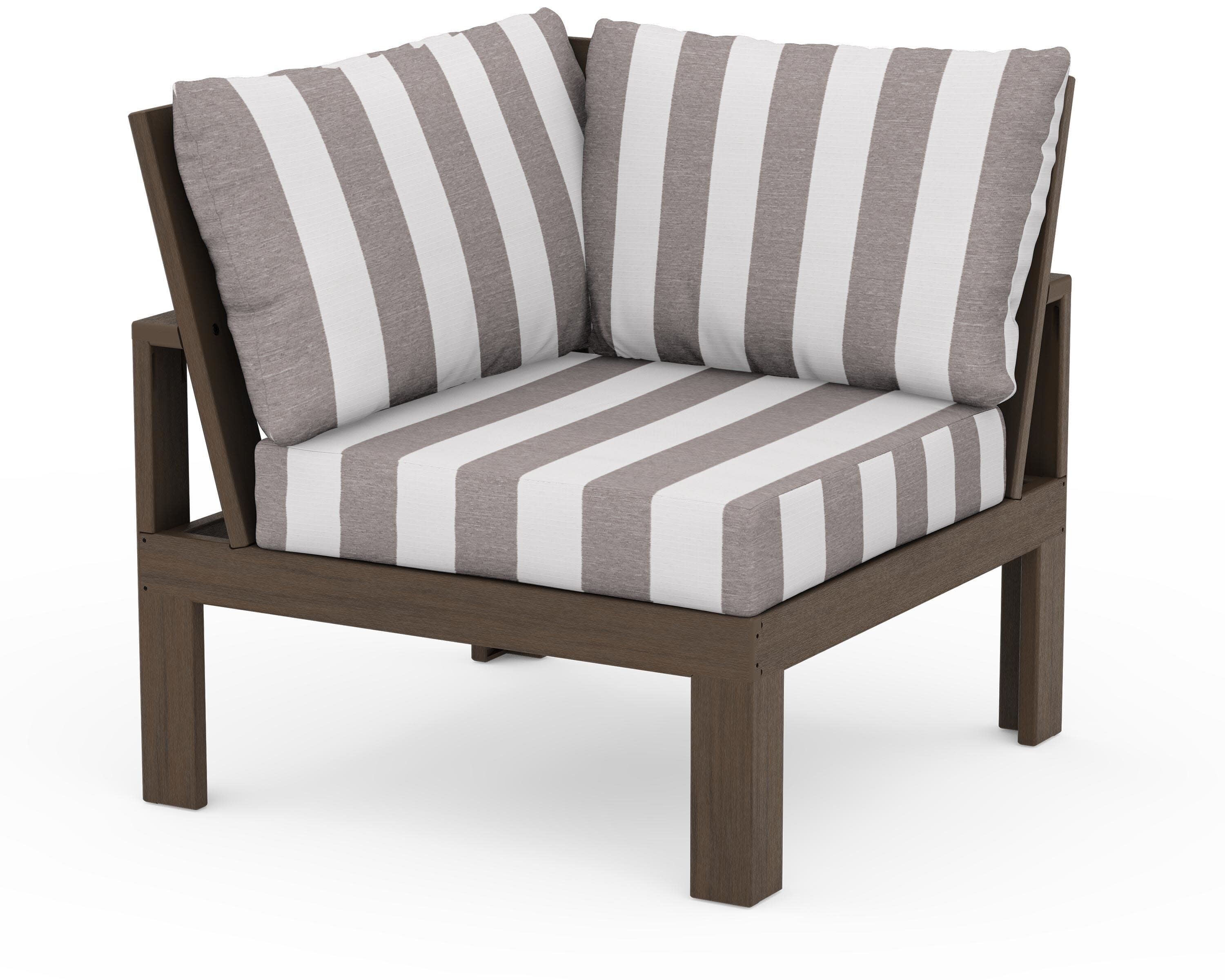 Modular Corner Chair in Kona / Cabana Stripe Grey Mist