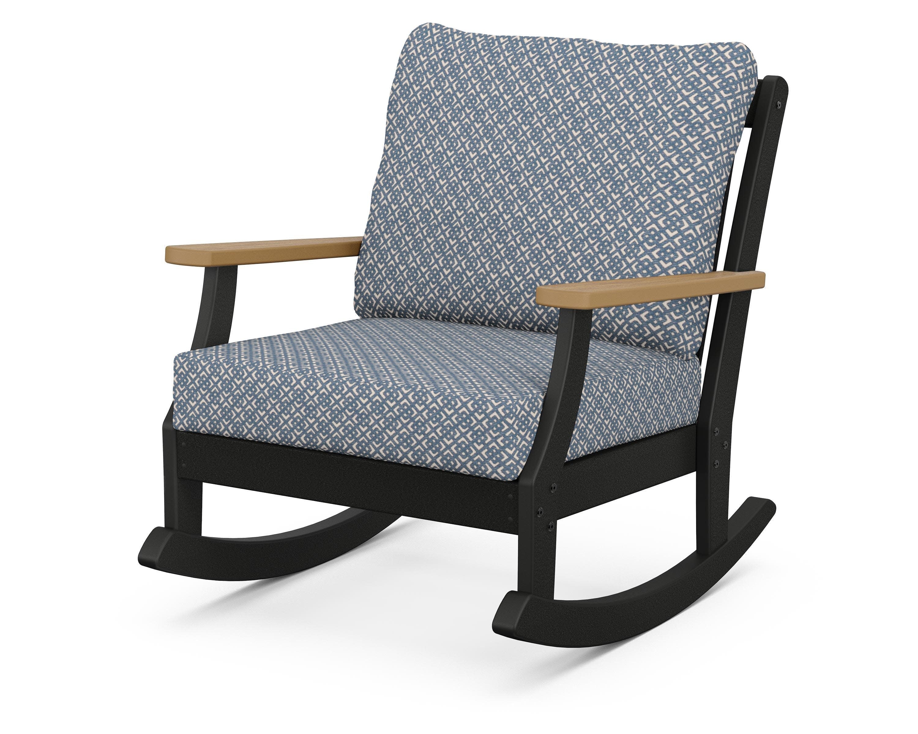 Braxton Deep Seating Rocking Chair in Black / Natural / Hopscotch
