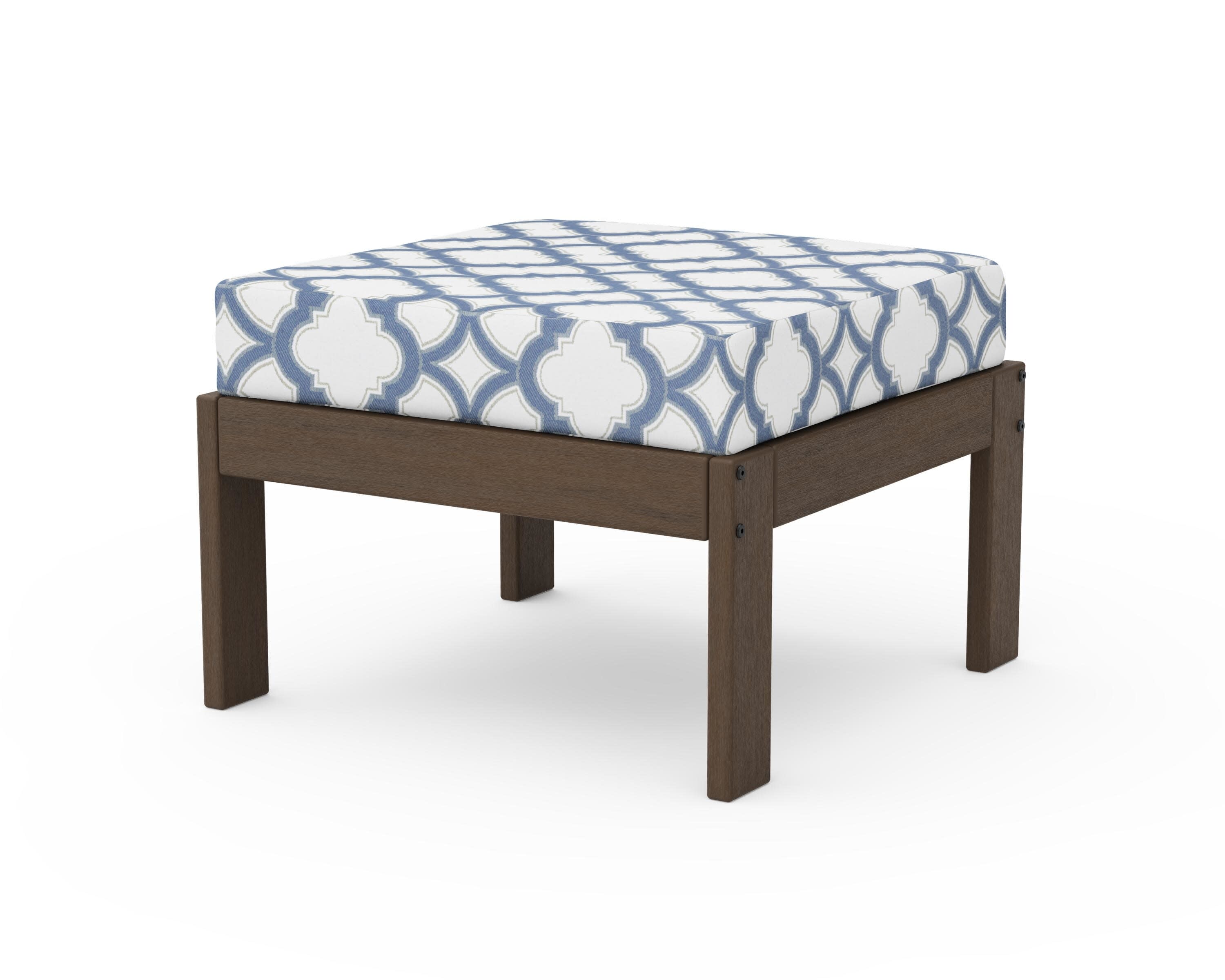 Vineyard Modular Ottoman in Kona / Trellis Sky Blue