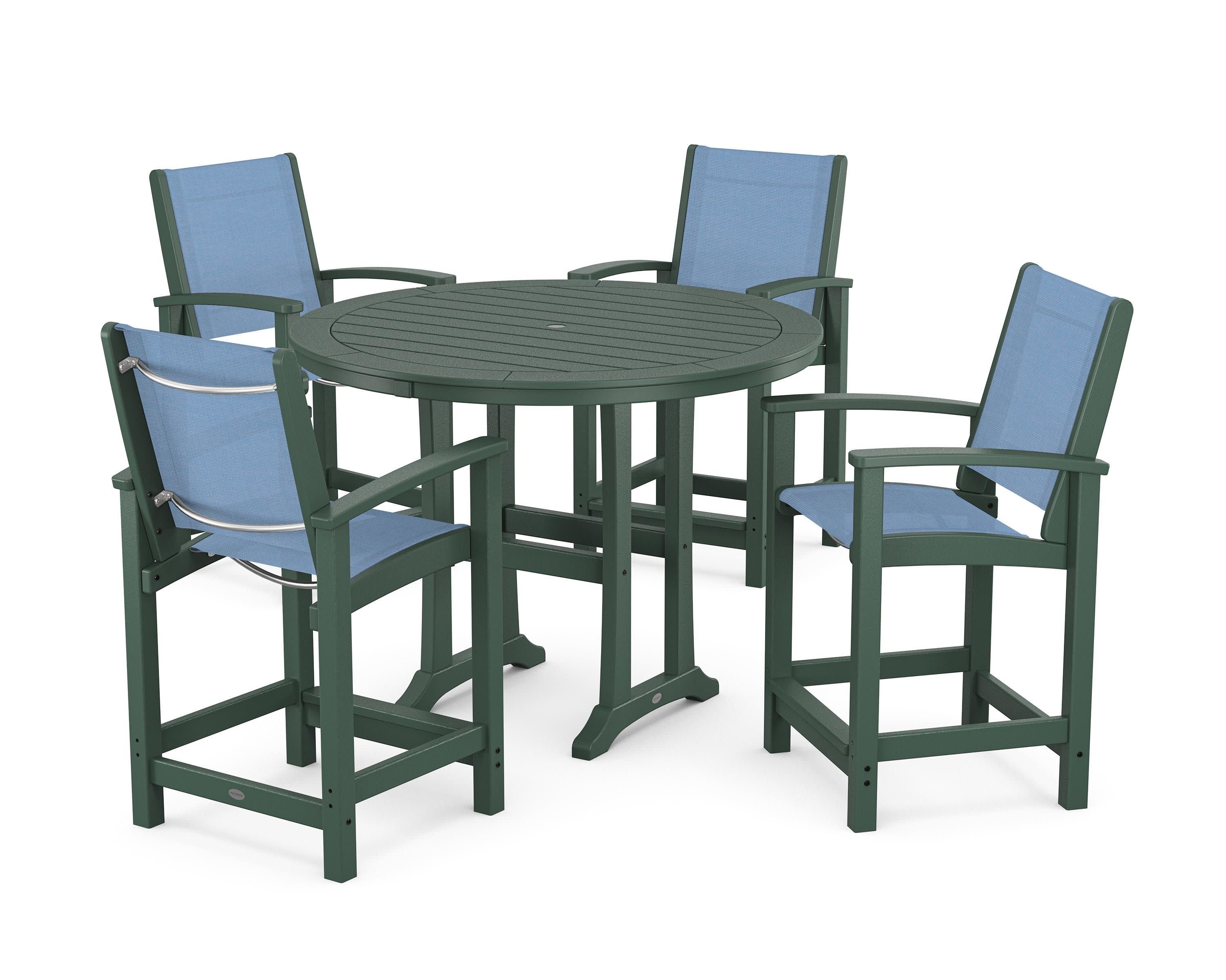 Coastal 5-Piece Counter Set in Green / Poolside Sling