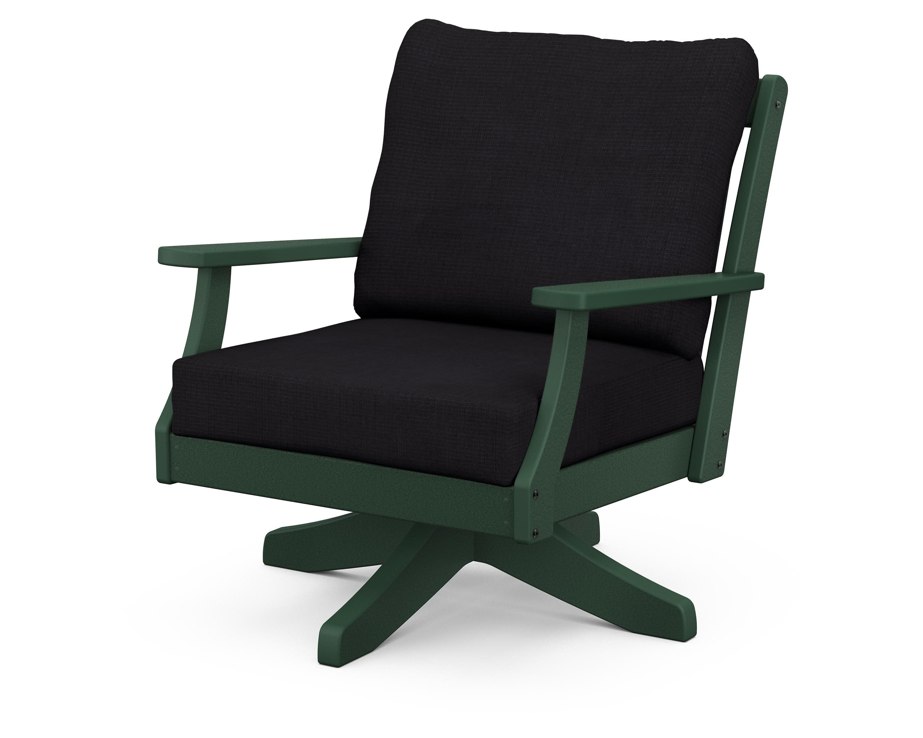 Braxton Deep Seating Swivel Chair in Green / Midnight Linen