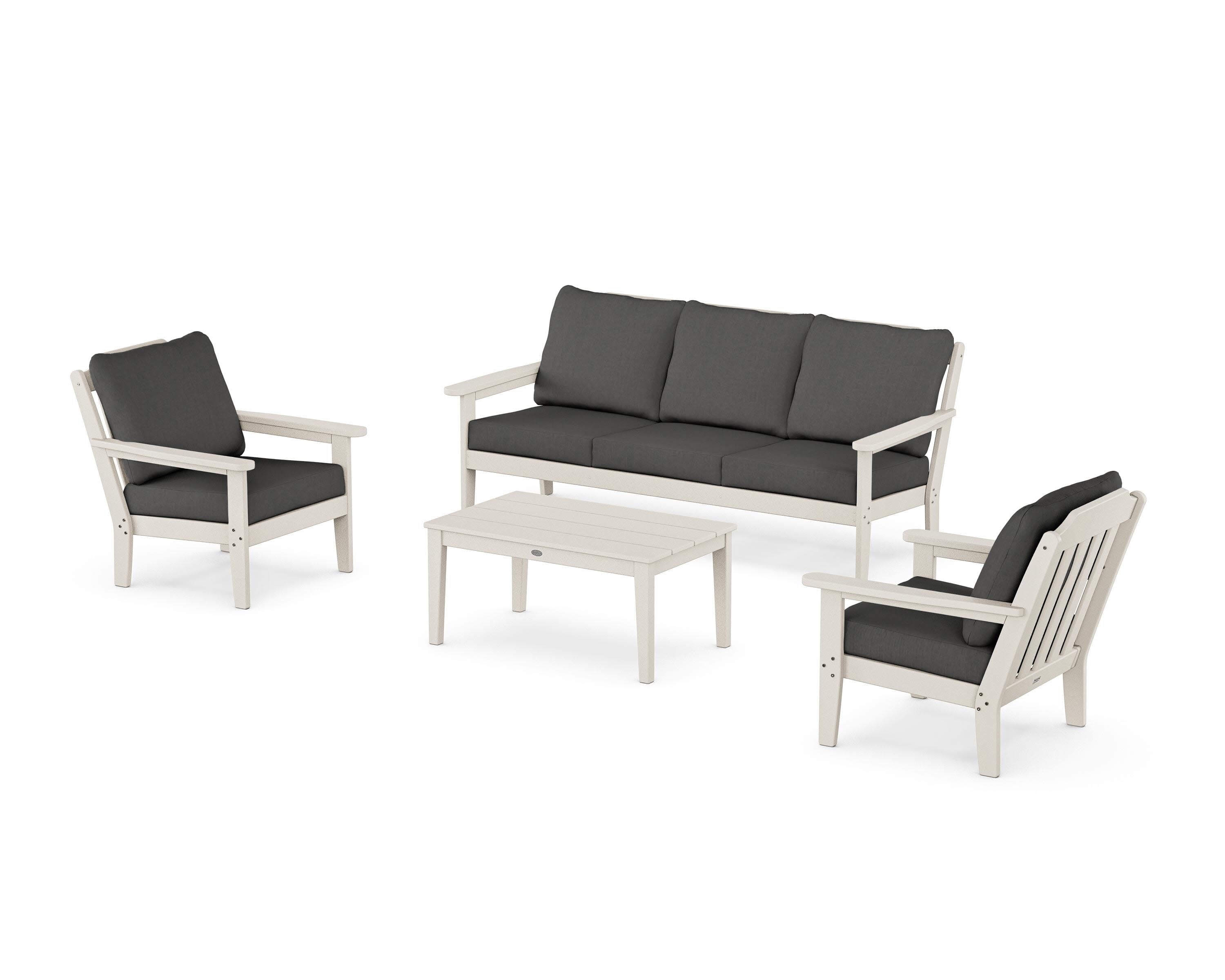 Cottage 4-Piece Deep Seating Set with Sofa in Sand / Spectrum Carbon