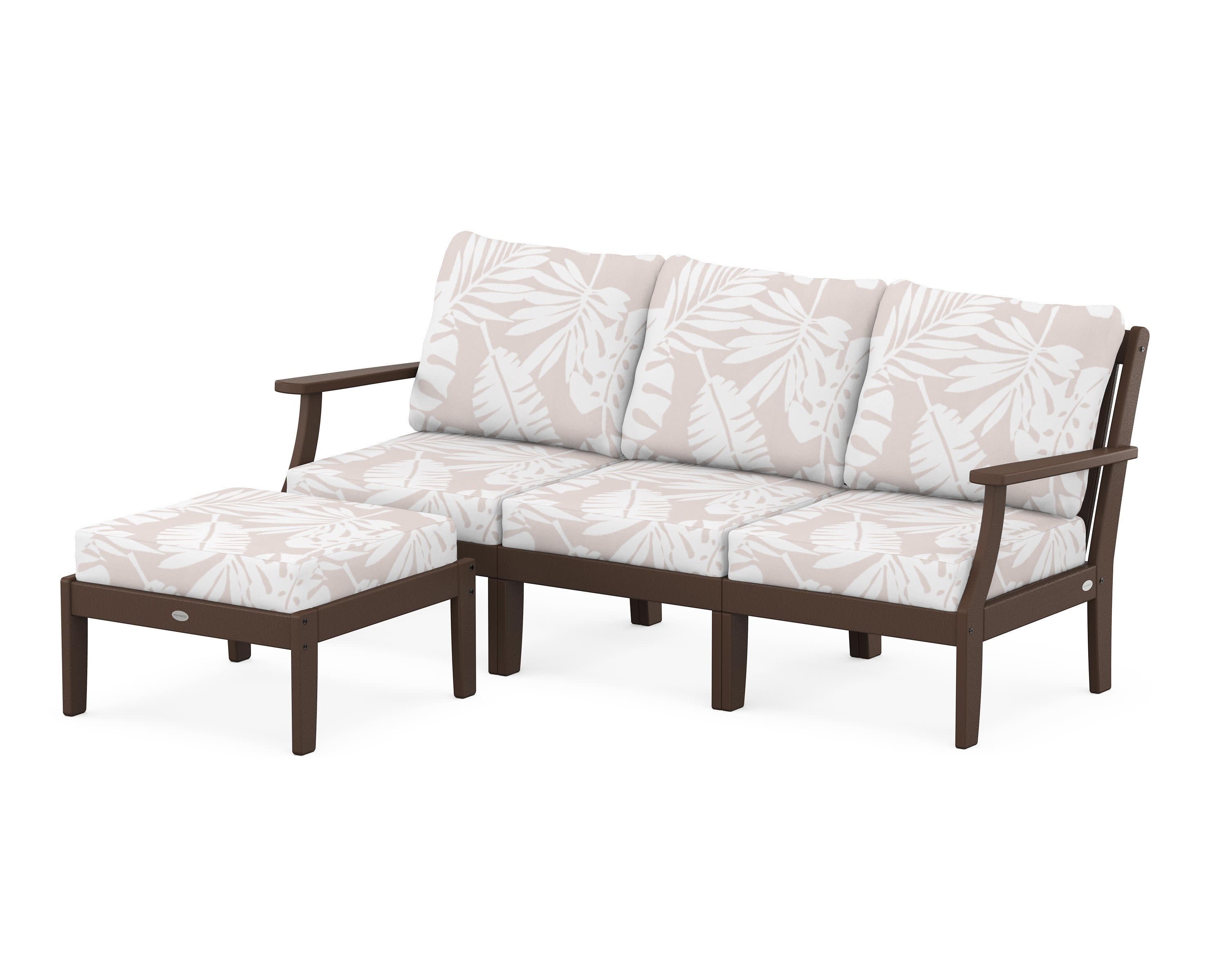 Braxton Modular 4-Piece Deep Seating Set with Ottoman in Mahogany / Leaf Dune Burlap