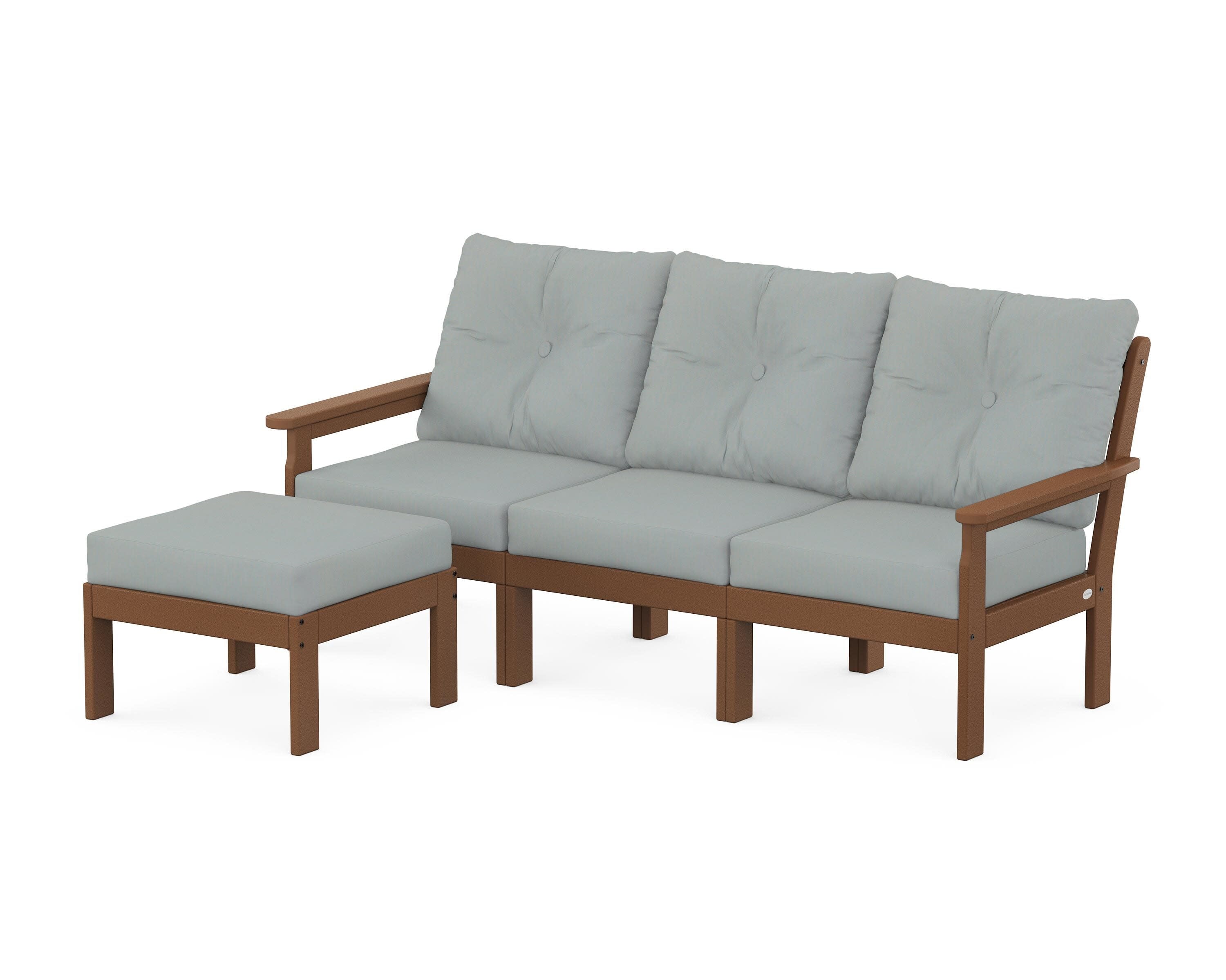 Vineyard 4-Piece Sectional with Ottoman in Teak / Spa