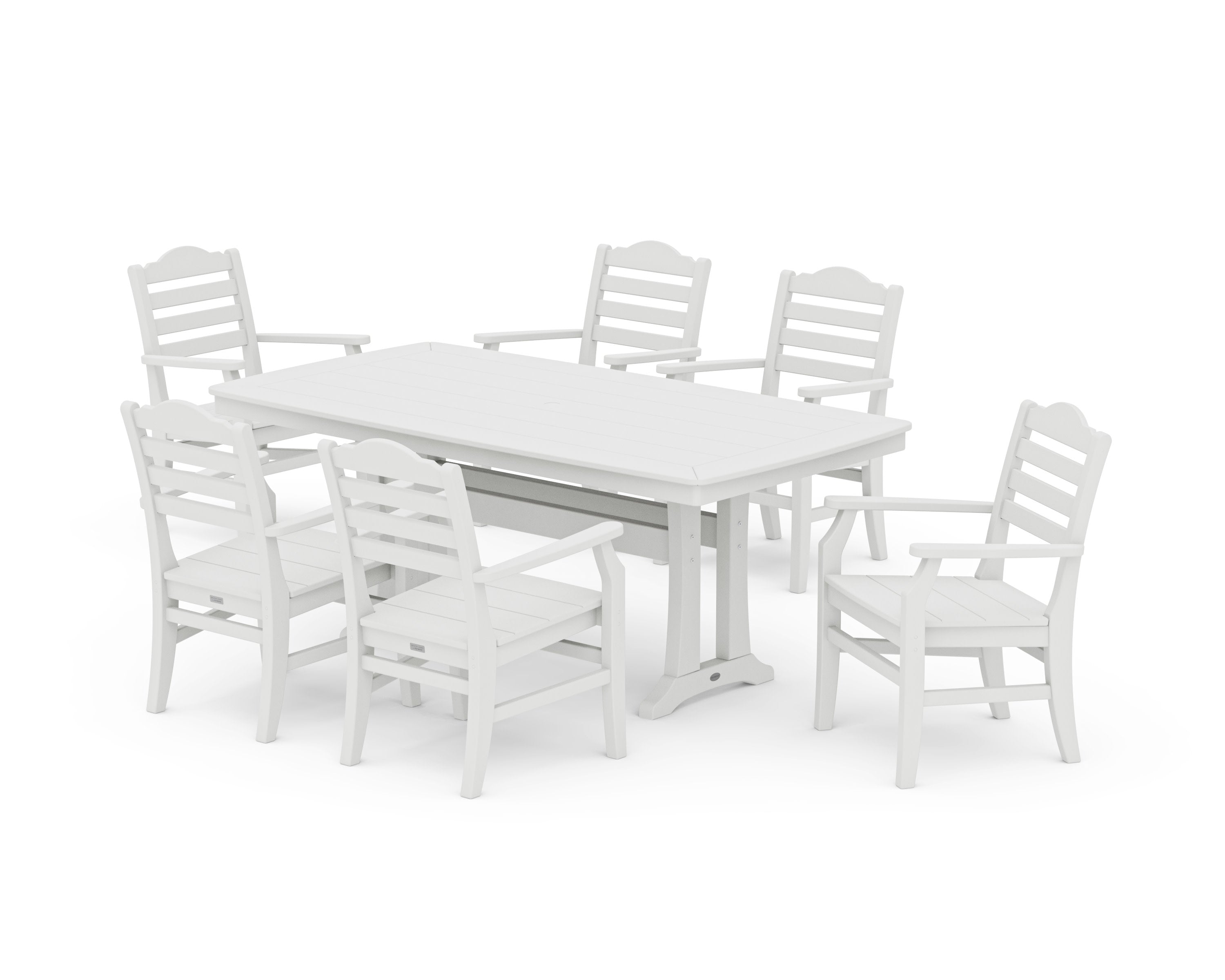 Savannah Arm Chair 7-Piece Dining Set with Trestle Legs in Vintage White
