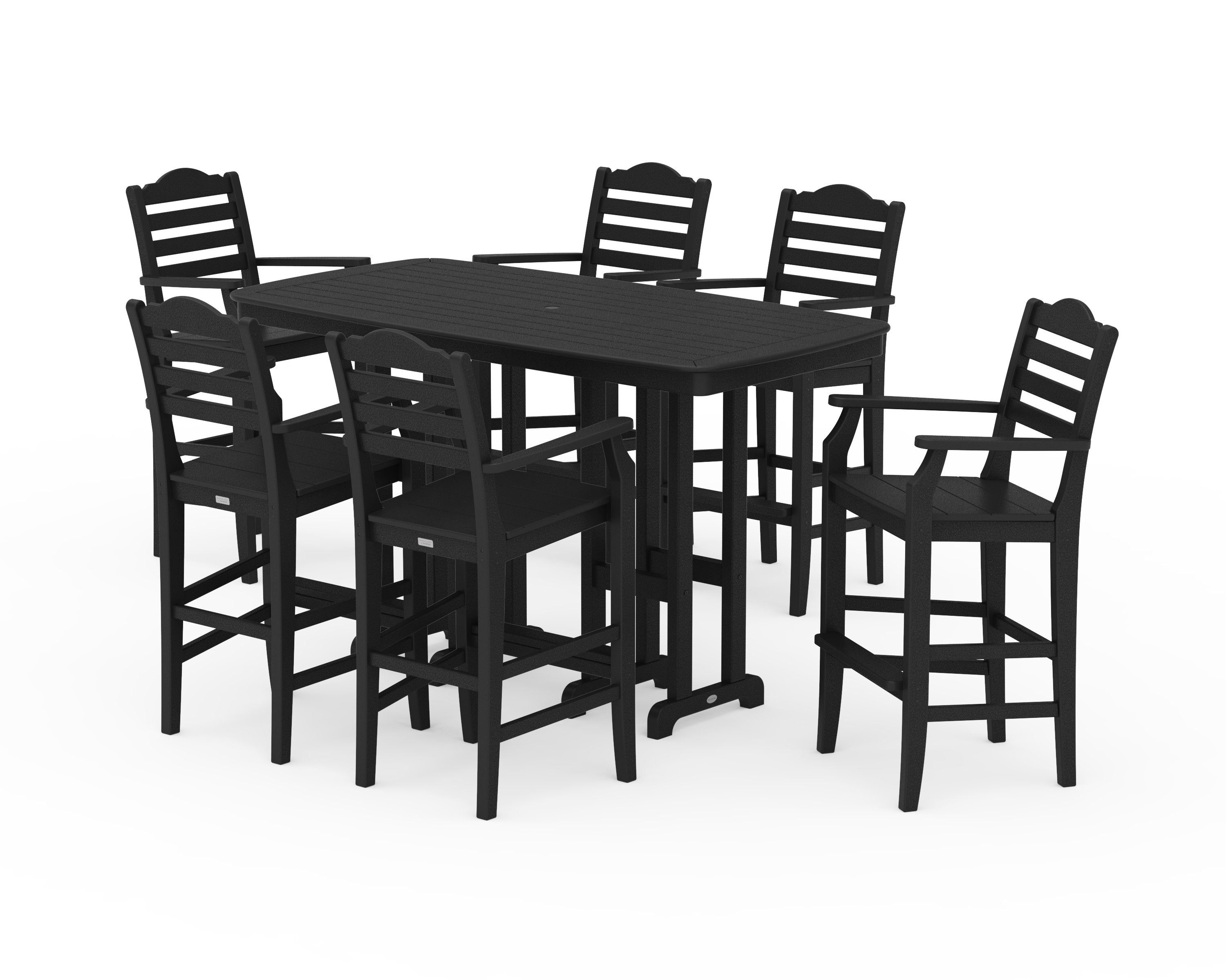 Savannah Arm Chair 7-Piece Bar Set in Black