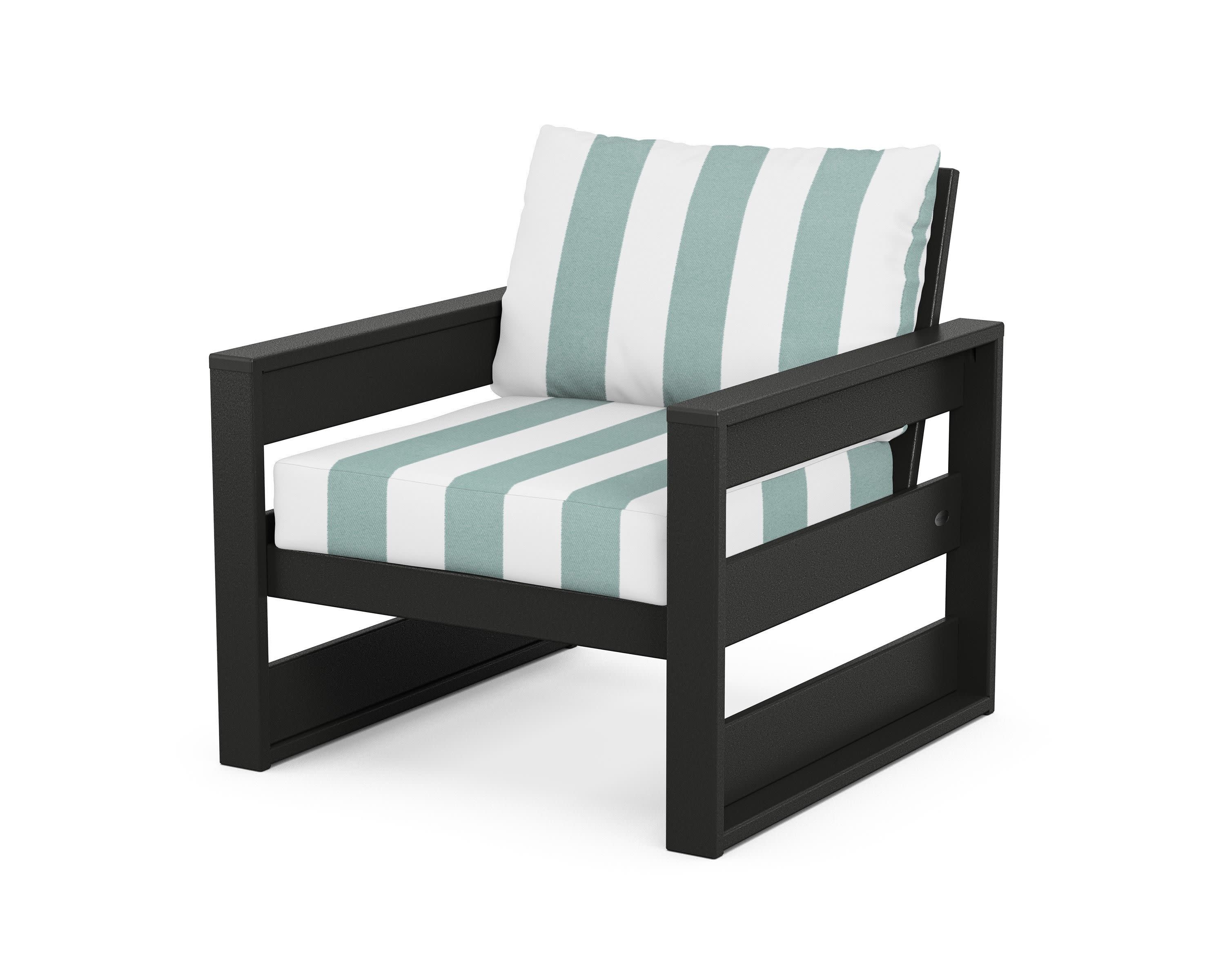 Westport Club Chair in Black / Cabana Stripe Glacier Spa