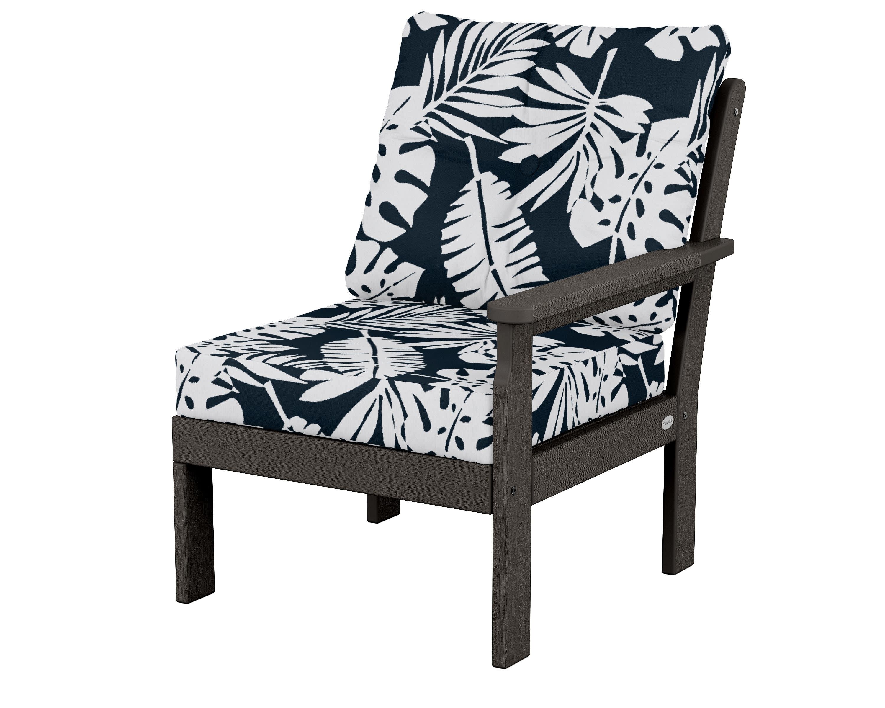 Vineyard Modular Right Arm Chair in Vintage Coffee / Leaf Marine Indigo