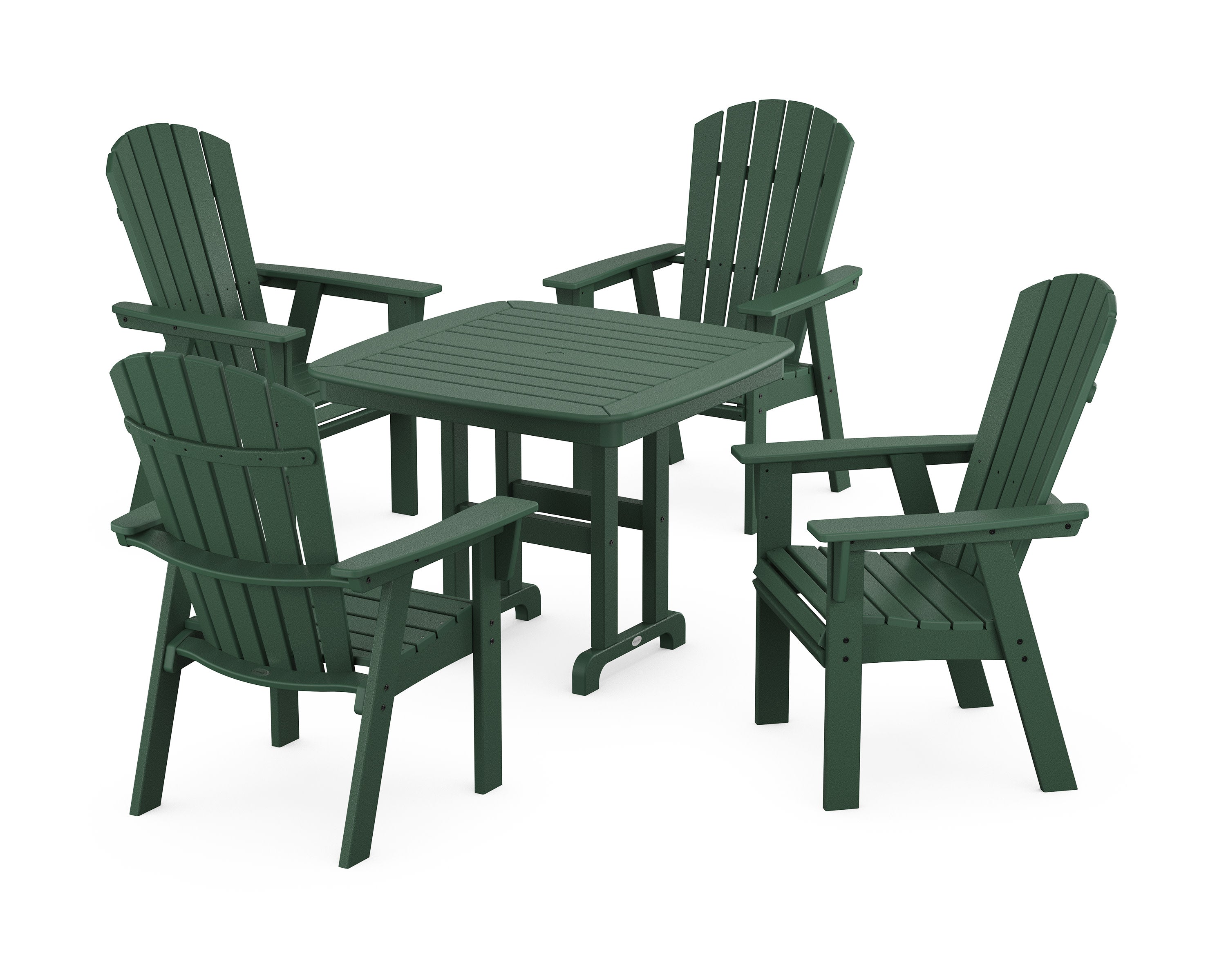 Nautical Curveback Adirondack 5-Piece Dining Set in Green