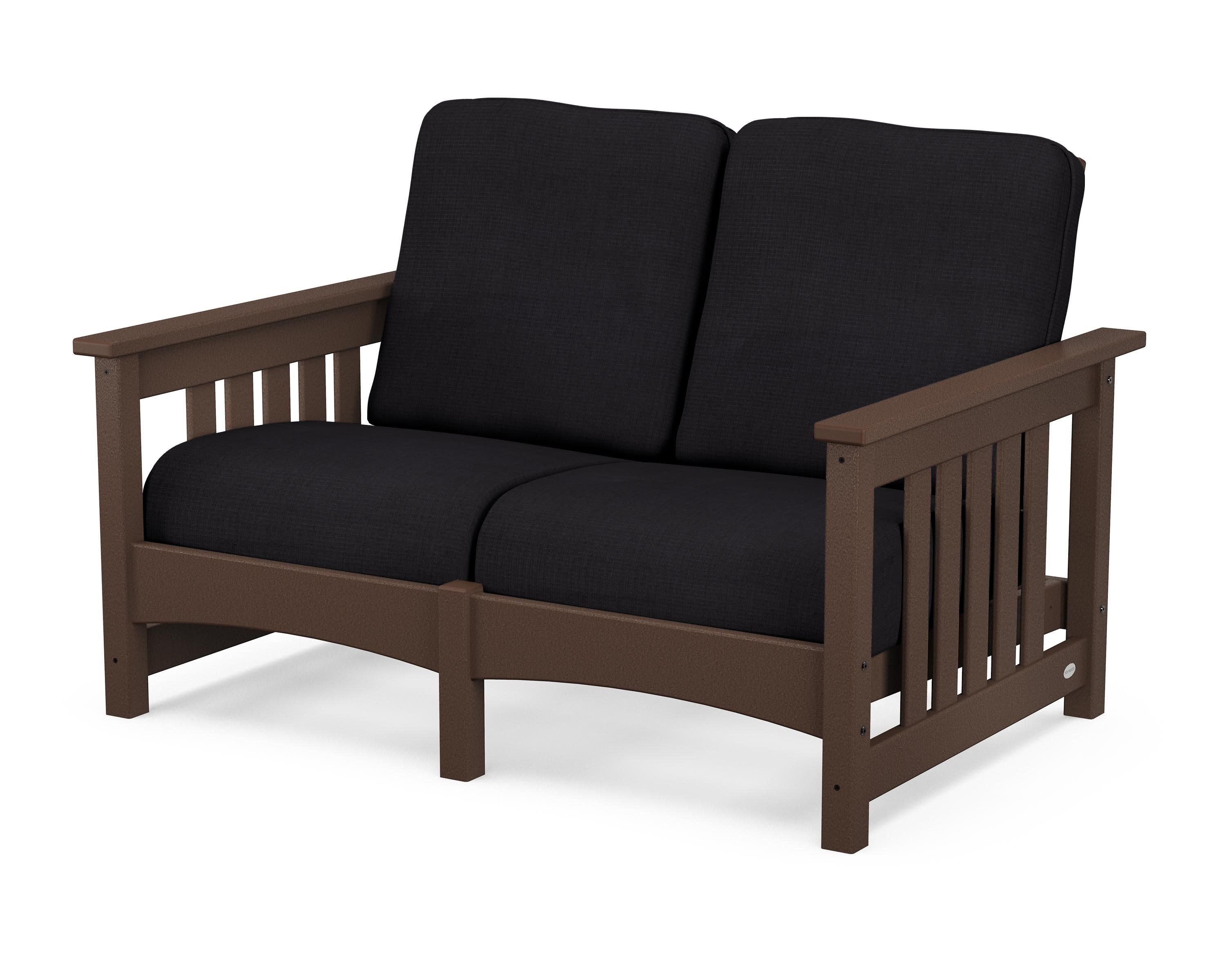 Club Mission Loveseat in Mahogany / Midnight Linen