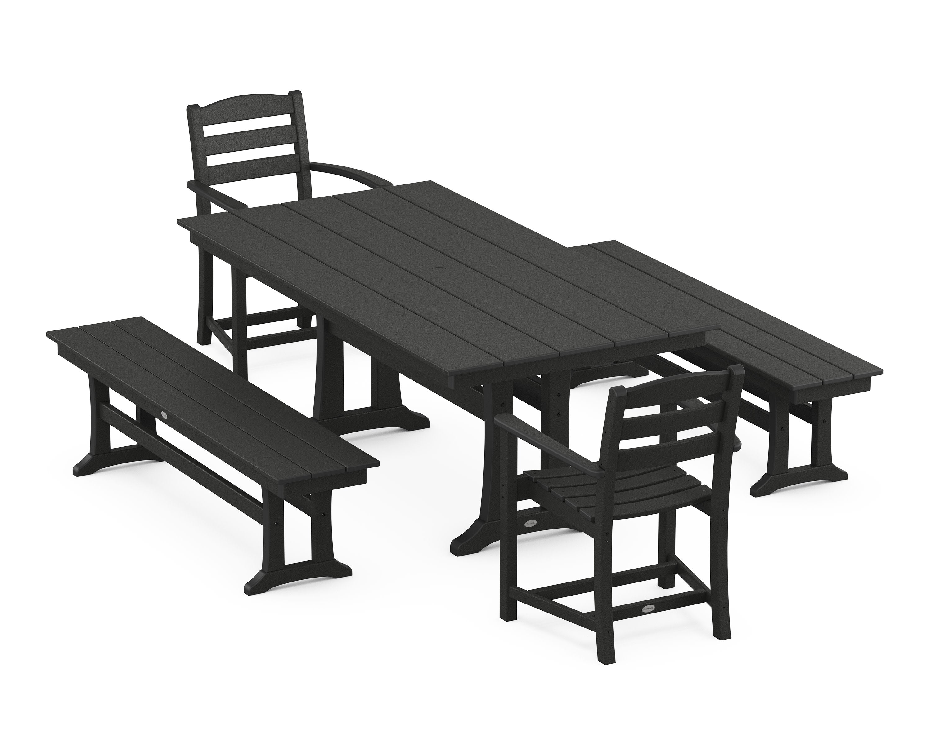 La Casa Cafe 5-Piece Farmhouse Dining Set With Trestle Legs in Black
