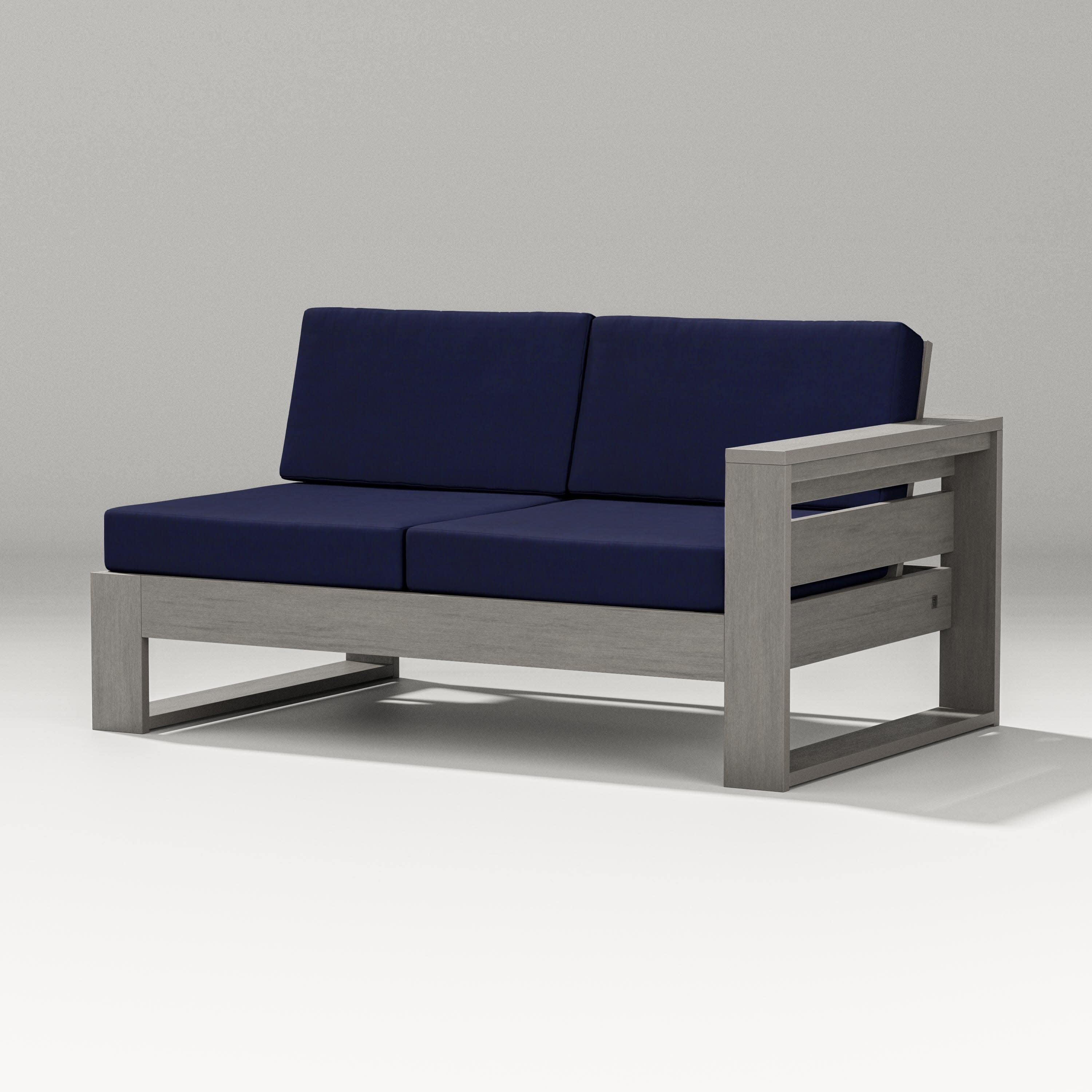 Latitude Modular Right Arm Loveseat in Driftwood / Navy