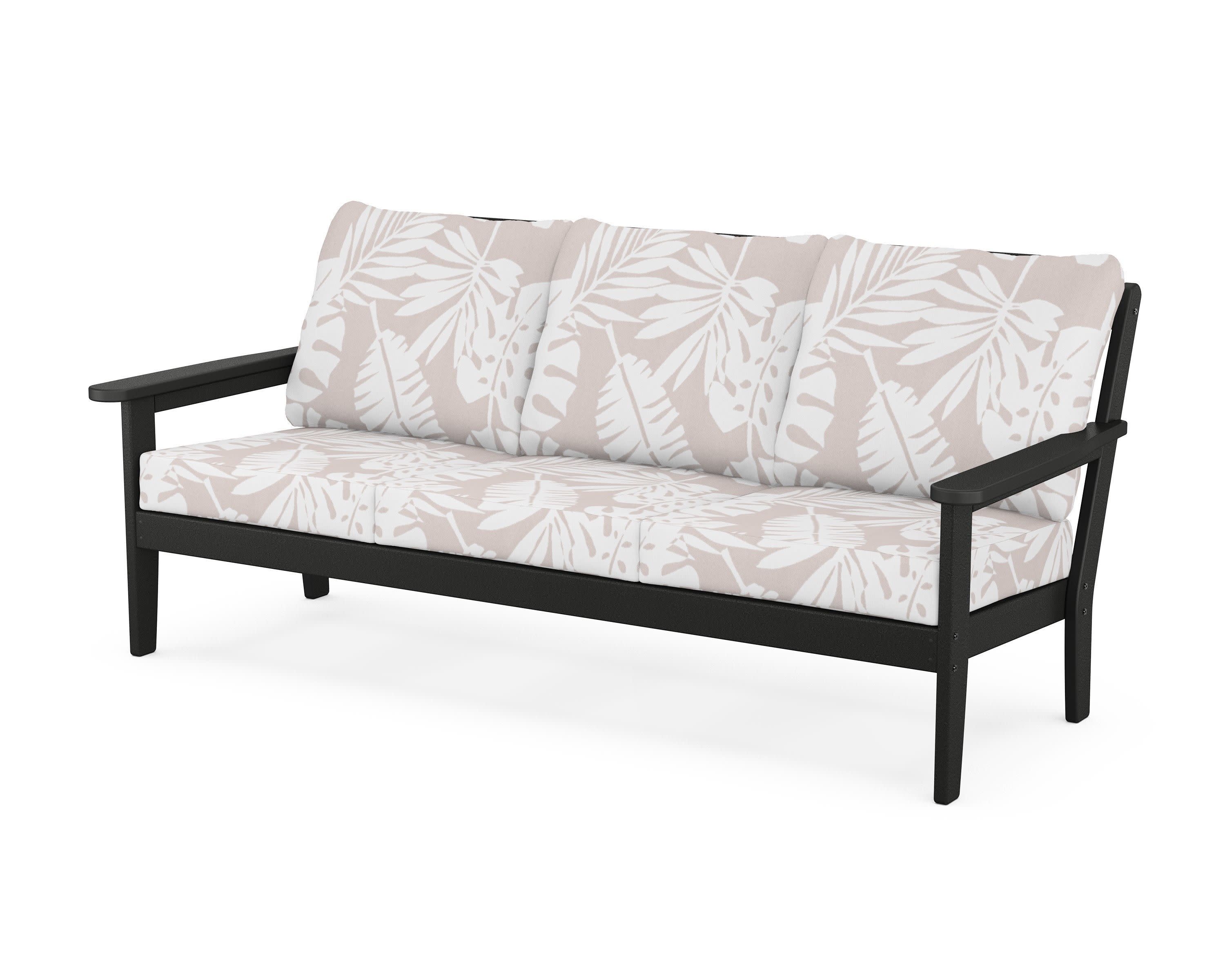 Cottage Deep Seating Sofa in Black / Leaf Dune Burlap