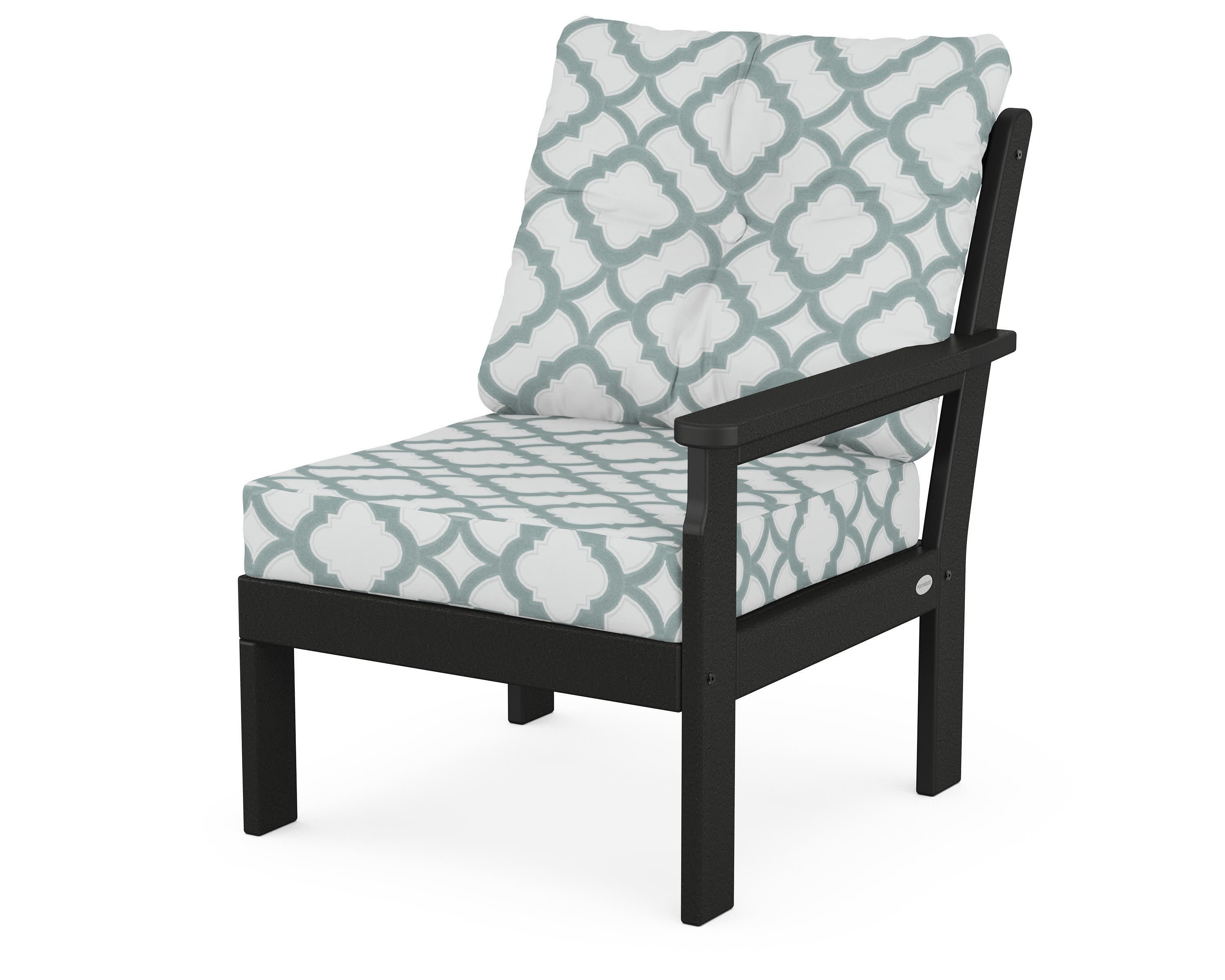 Vineyard Modular Right Arm Chair in Black / Trellis Glacier Spa