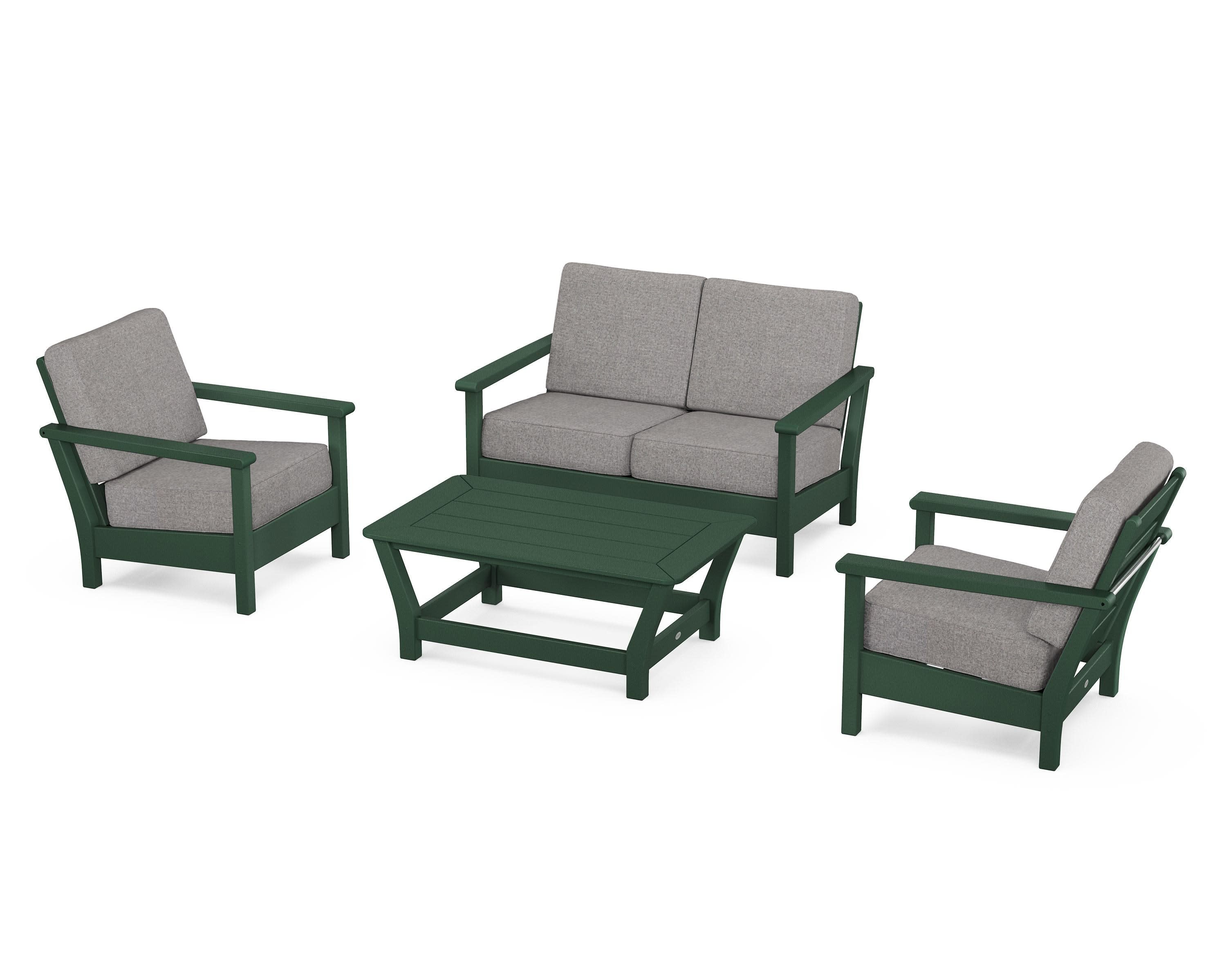 Harbour 4-Piece Deep Seating Set in Green / Grey Mist
