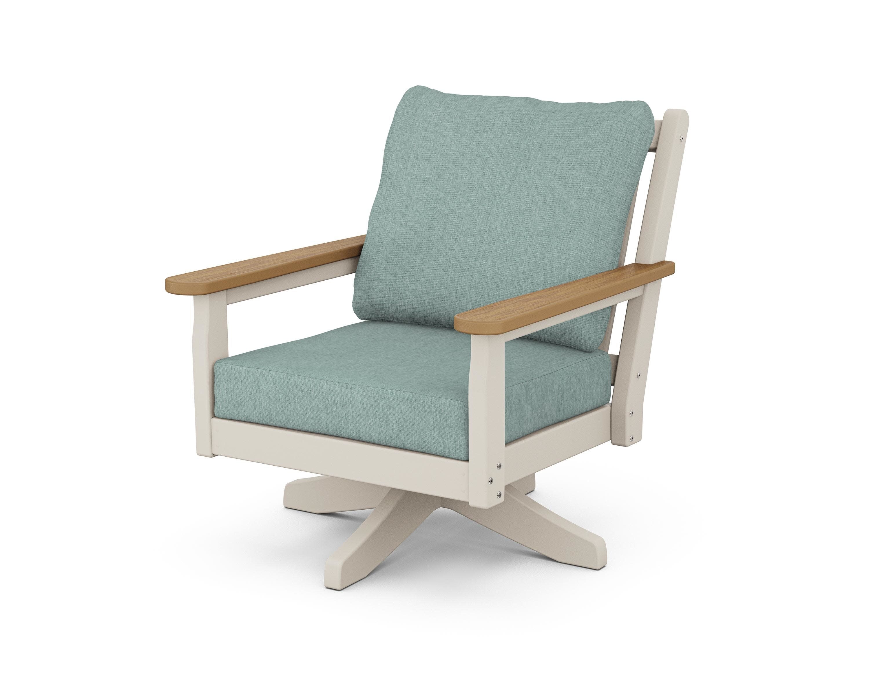 Chippendale Deep Seating Swivel Chair in Sand / Natural / Glacier Spa