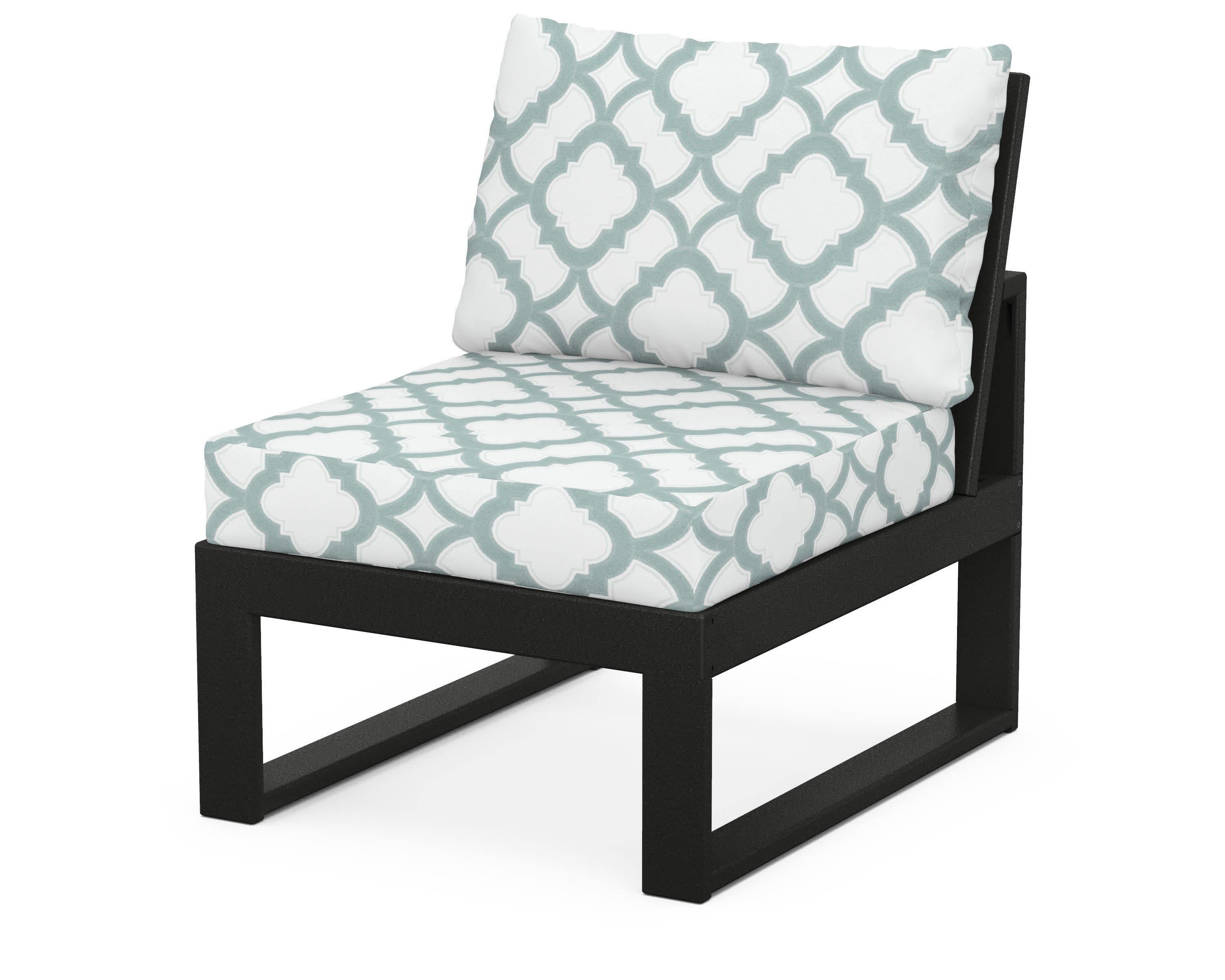 Modular Armless Chair in Black / Trellis Glacier Spa