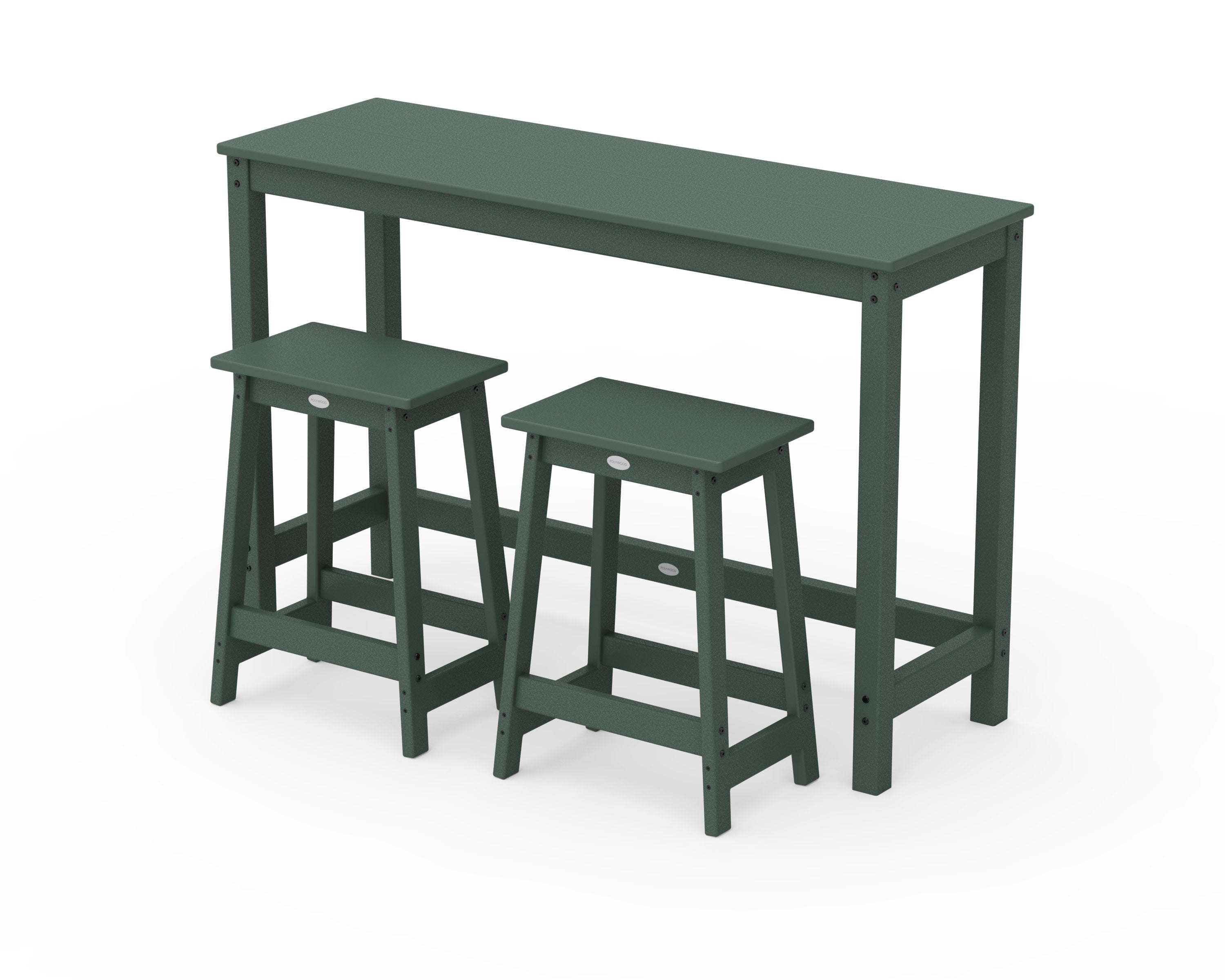 Modern Studio Stool 3-Piece Counter Balcony Set in Green