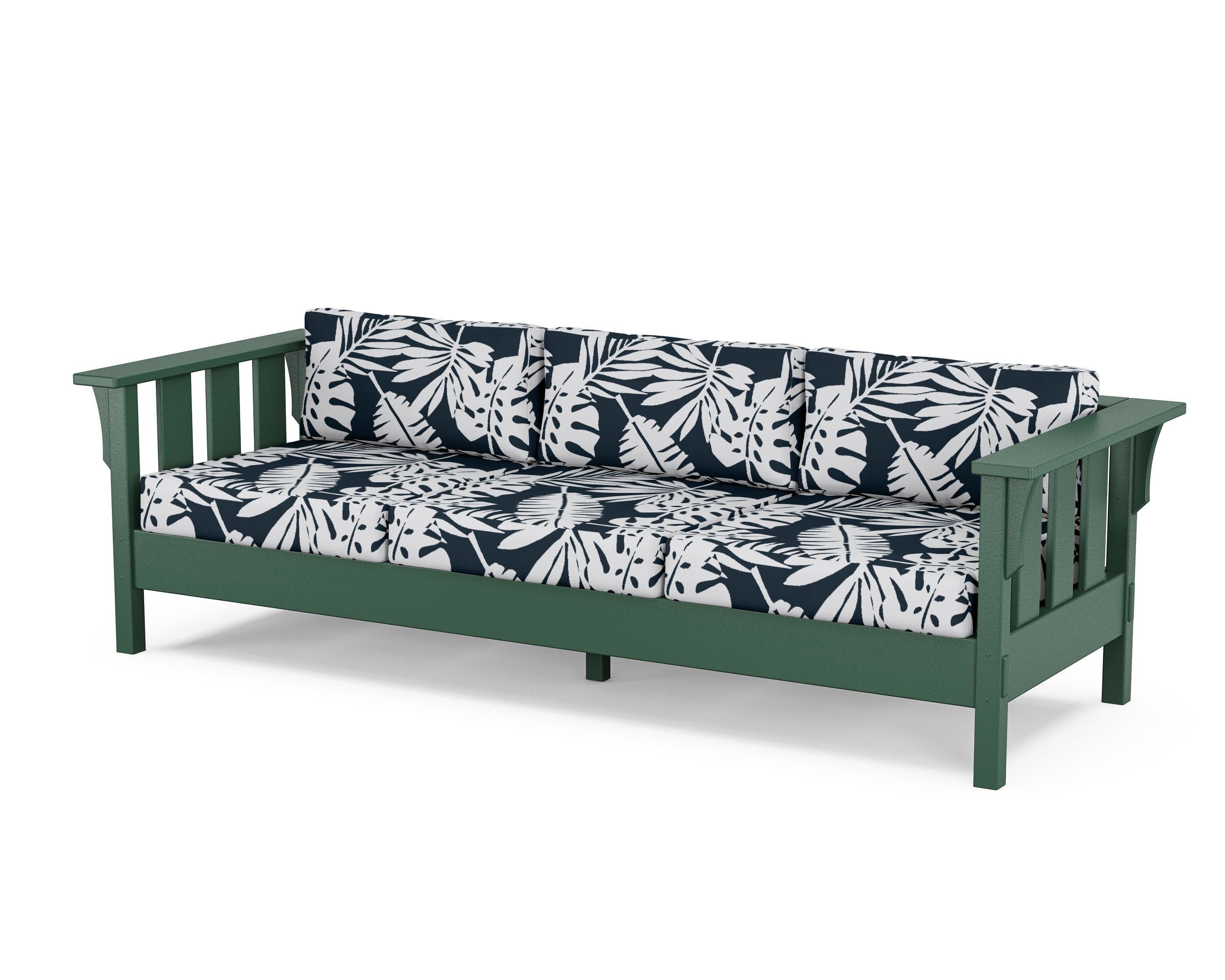 Acadia Deep Seating Sofa in Green / Leaf Marine Indigo