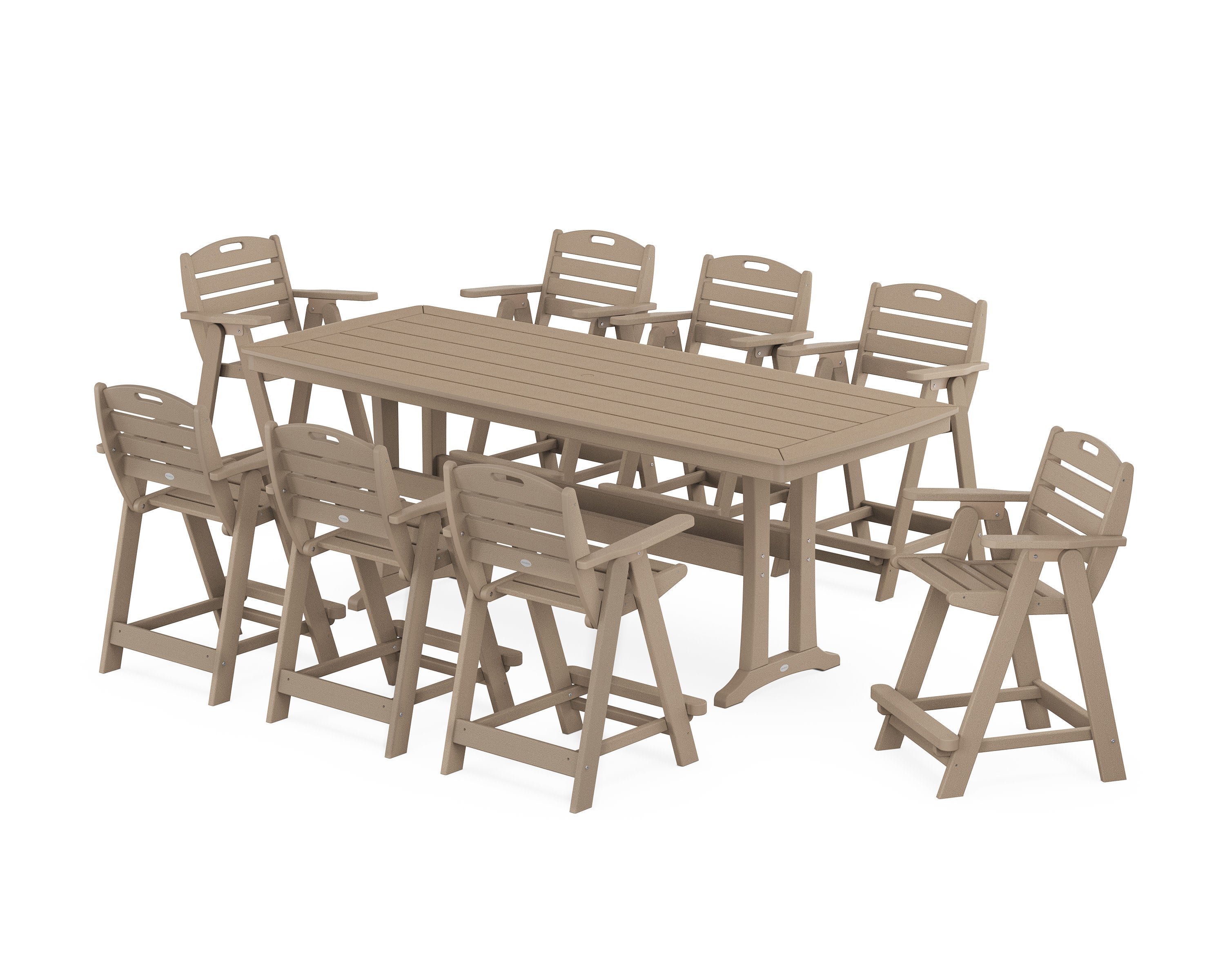 Nautical 9-Piece Counter Set with Trestle Legs in Vintage Sahara