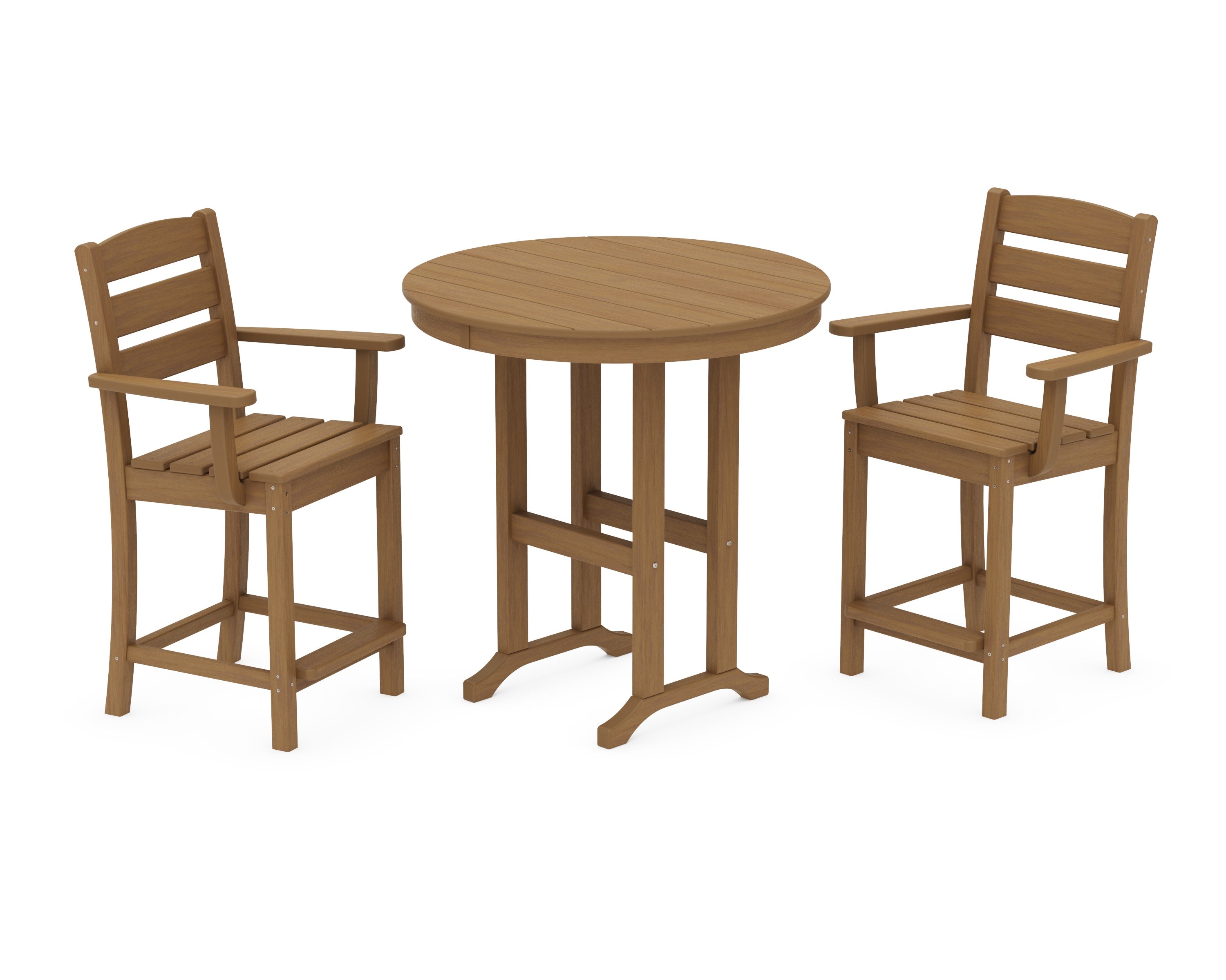 Lakeside 3-Piece Round Farmhouse Arm Chair Counter Set in Natural