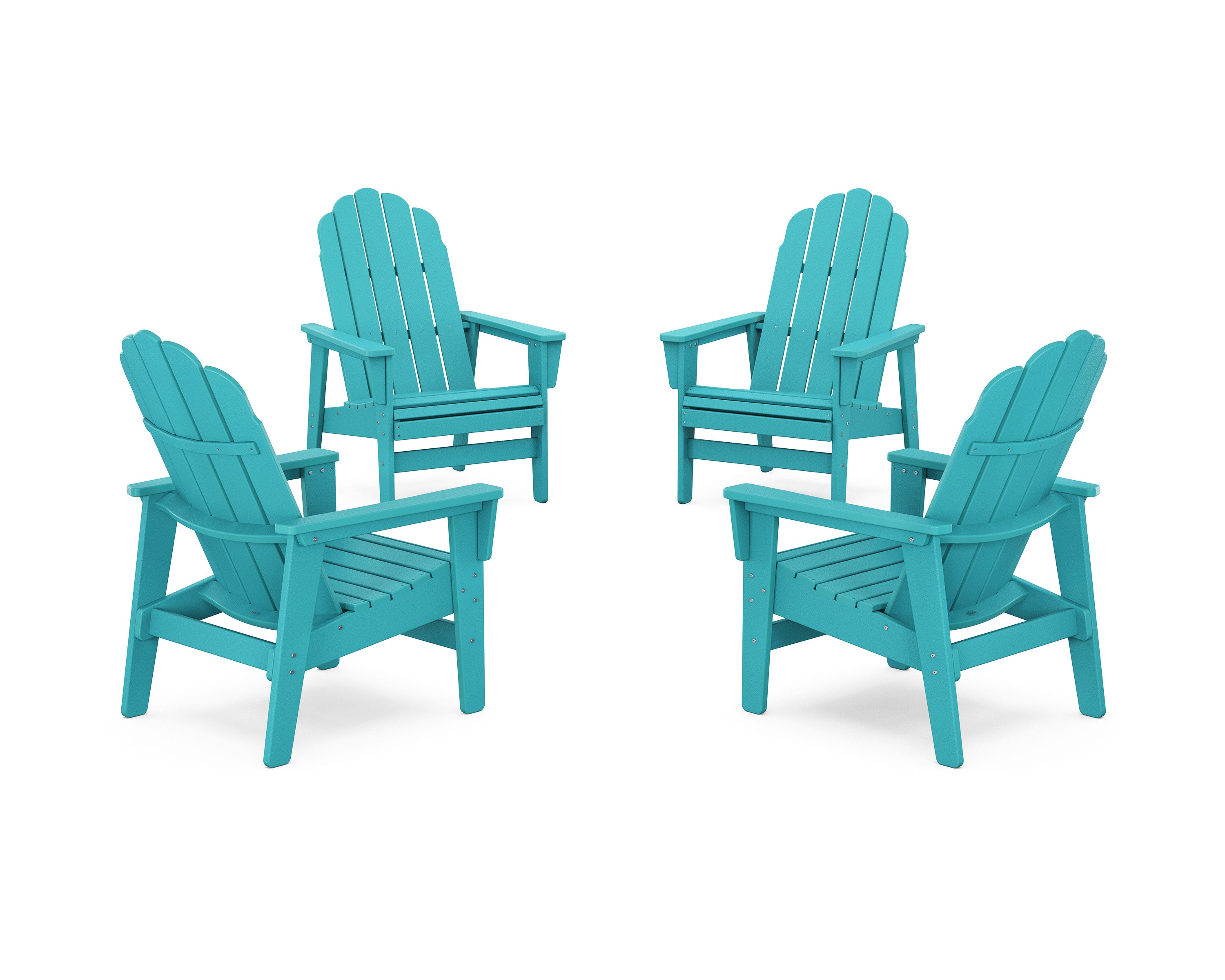 4-Piece Vineyard Grand Upright Adirondack Chair Conversation Set in Aruba