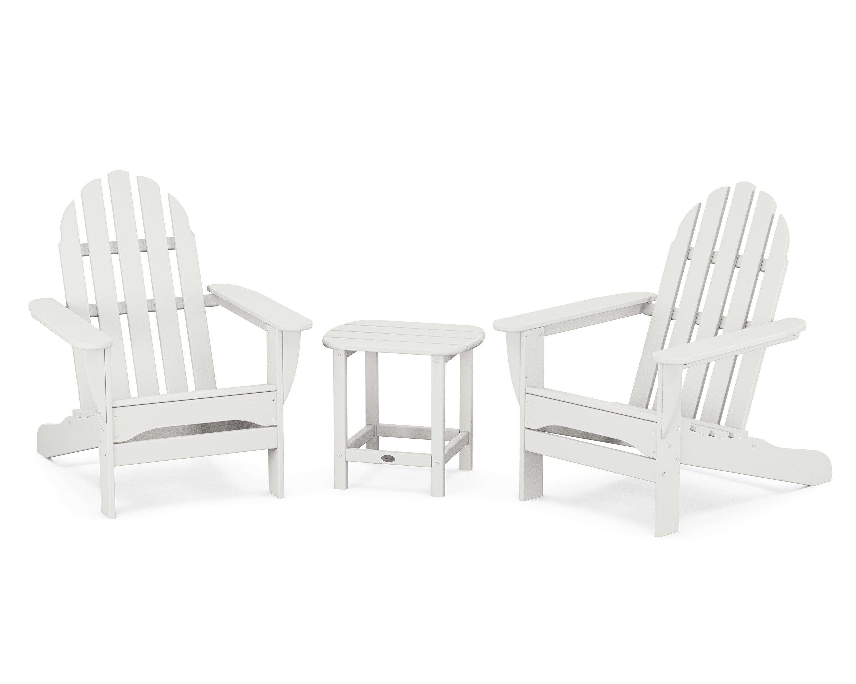 Classic Adirondack 3-Piece Set with South Beach 18" Side Table in White