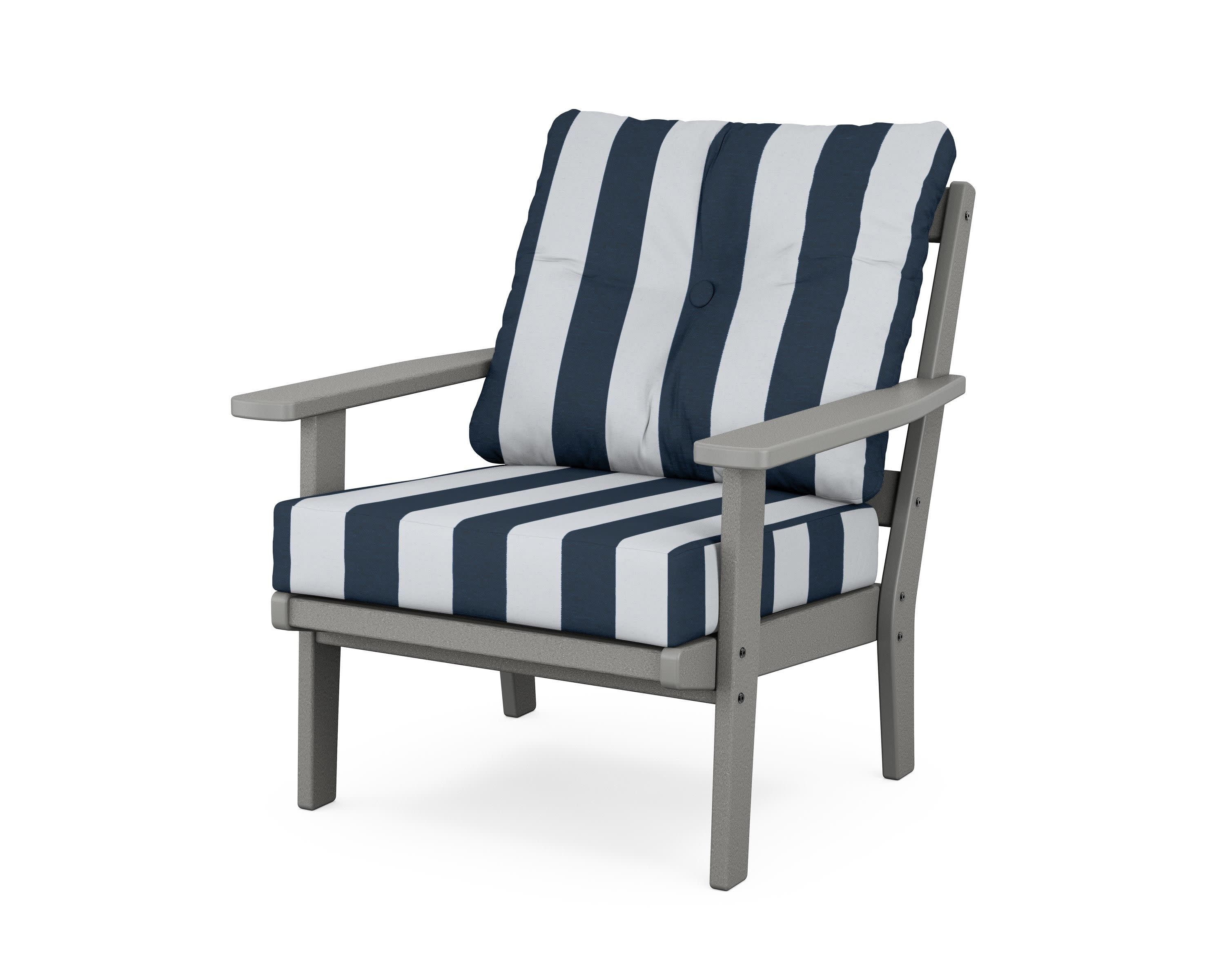 Oxford Deep Seating Chair in Slate Grey / Cabana Stripe Marine Indigo