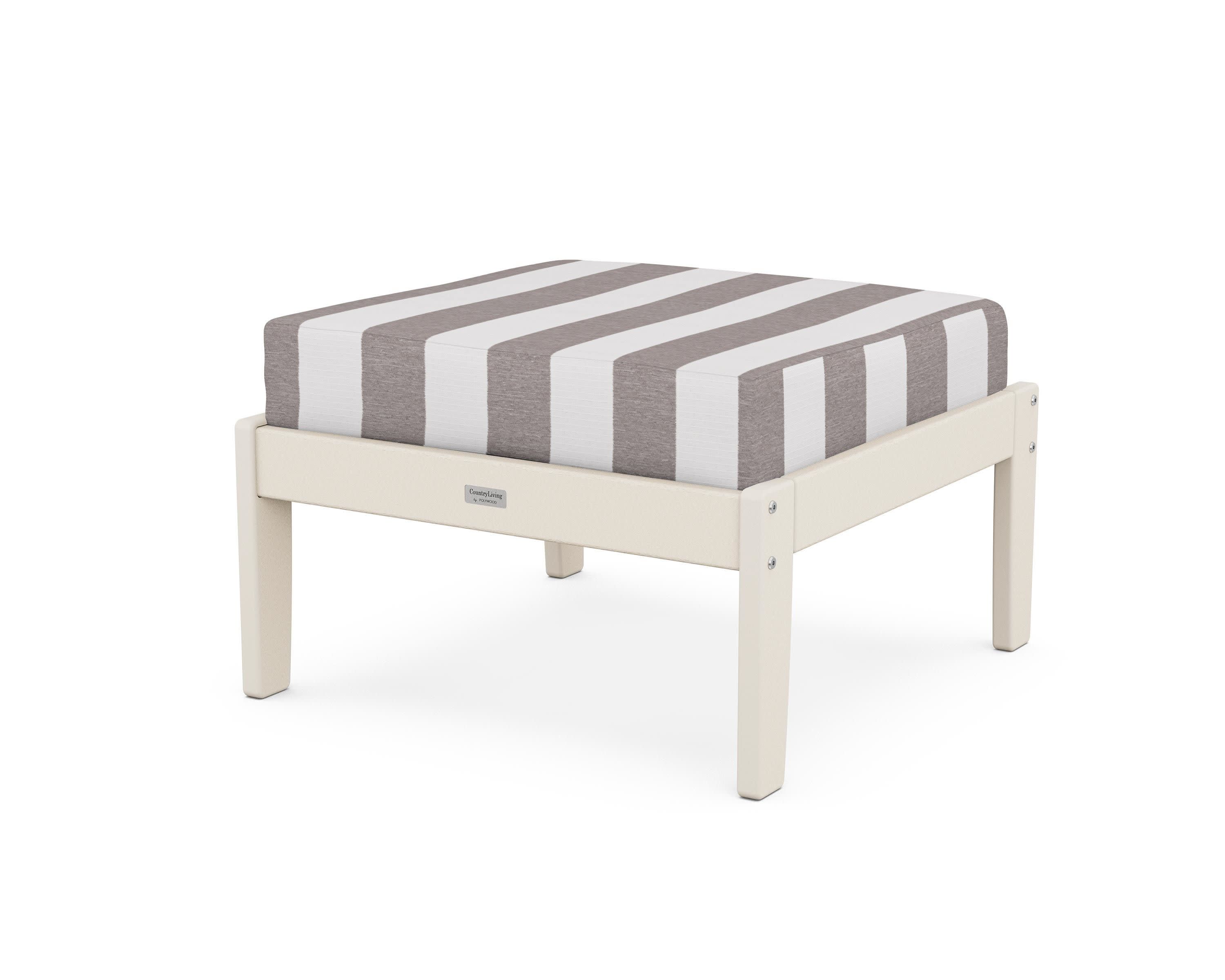 Cottage Deep Seating Ottoman in Sand / Cabana Stripe Grey Mist