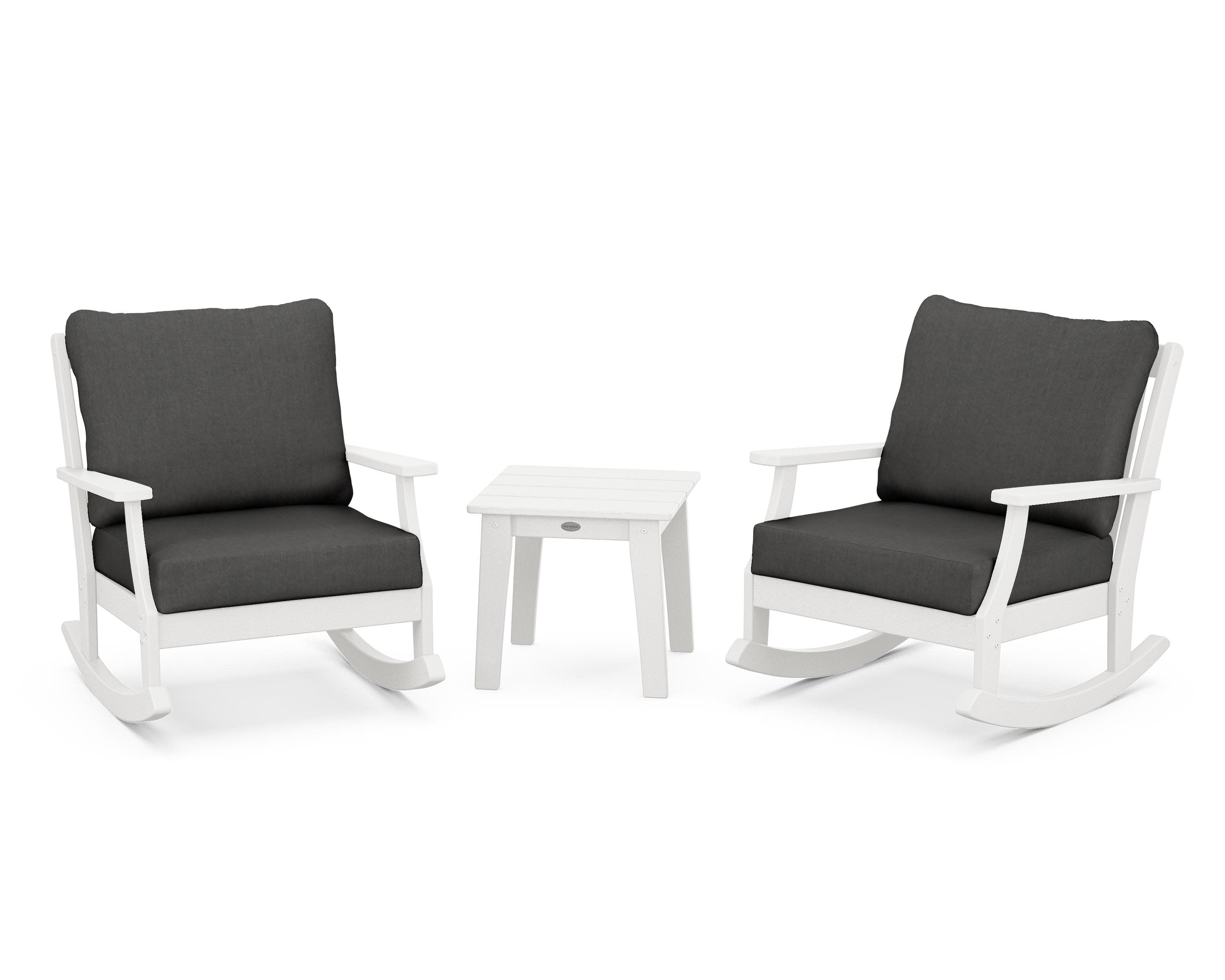 Braxton 3-Piece Deep Seating Rocker Set in Vintage White / Spectrum Carbon