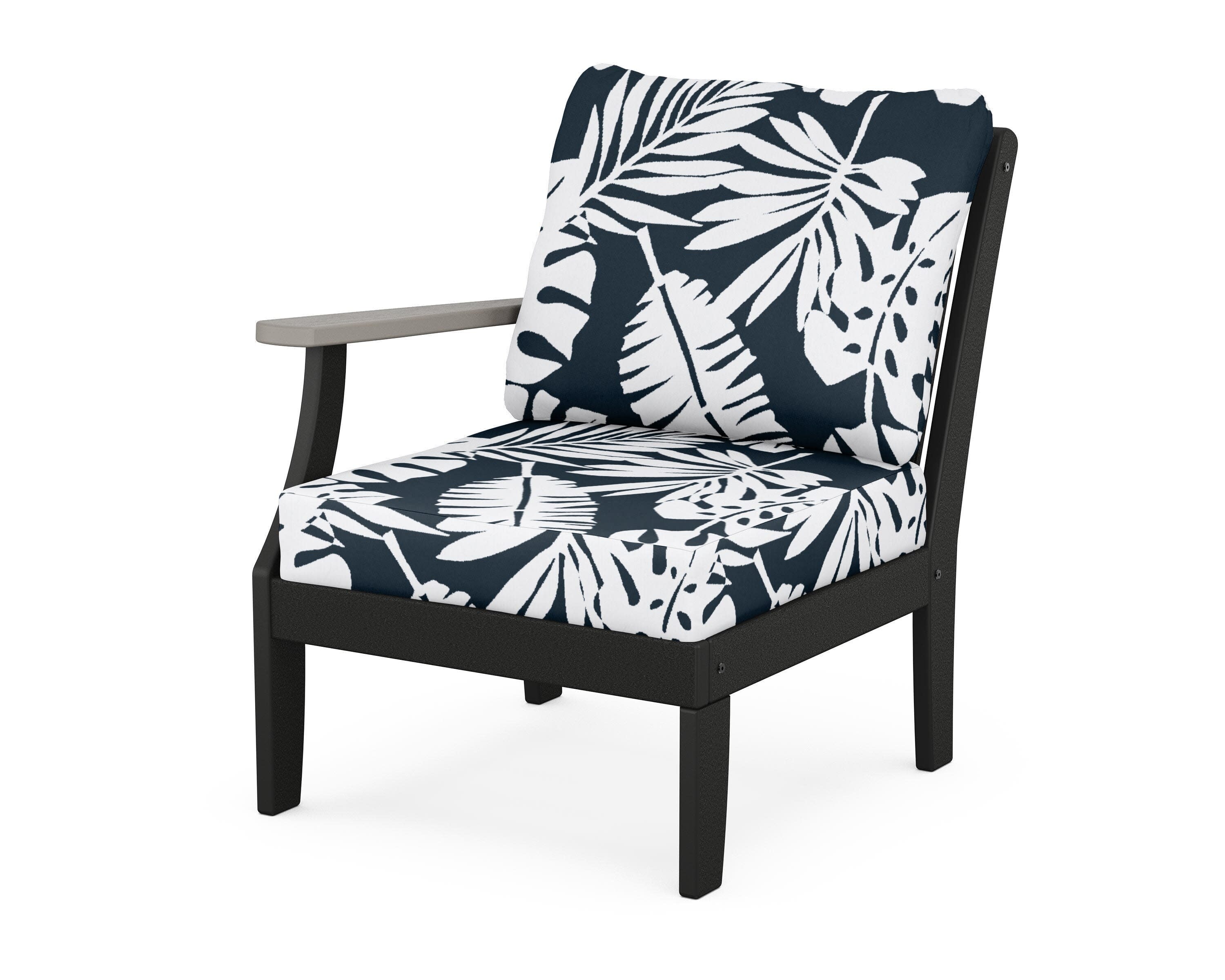 Braxton Modular Left Arm Chair in Black / Driftwood / Leaf Marine Indigo