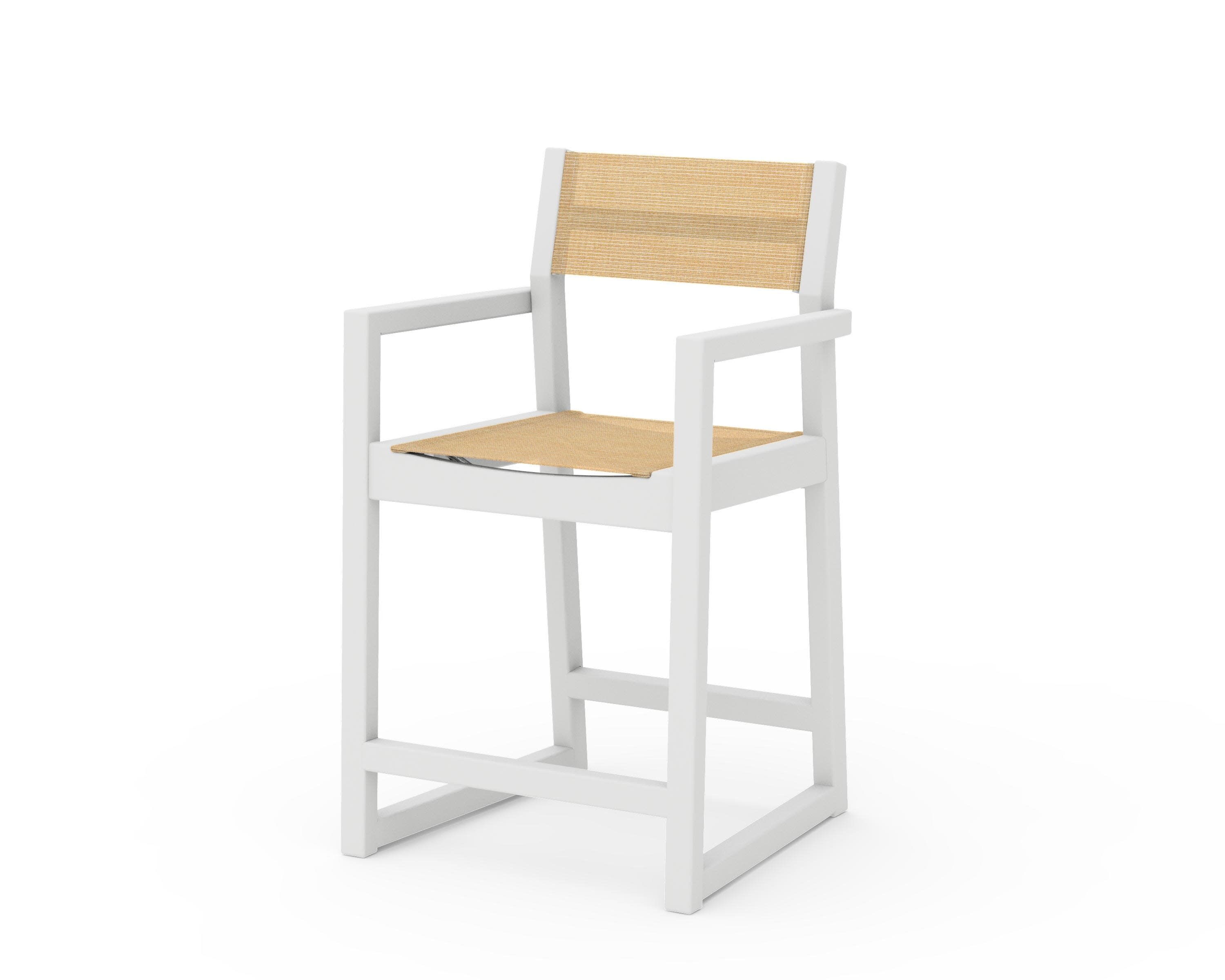 EDGE Sling Counter Arm Chair in White / Dupioni Apricot Sling