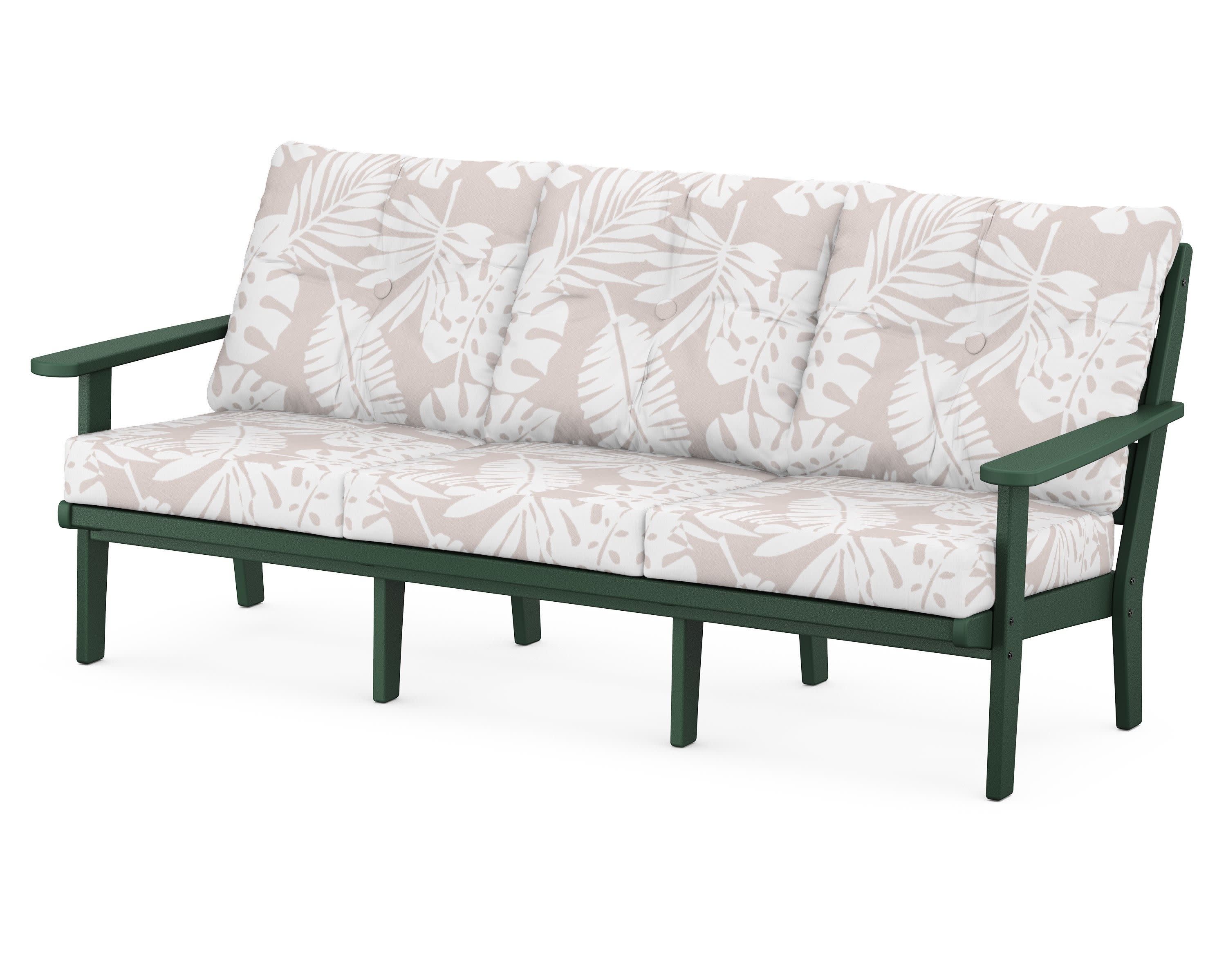 Lakeside Deep Seating Sofa in Green / Leaf Dune Burlap