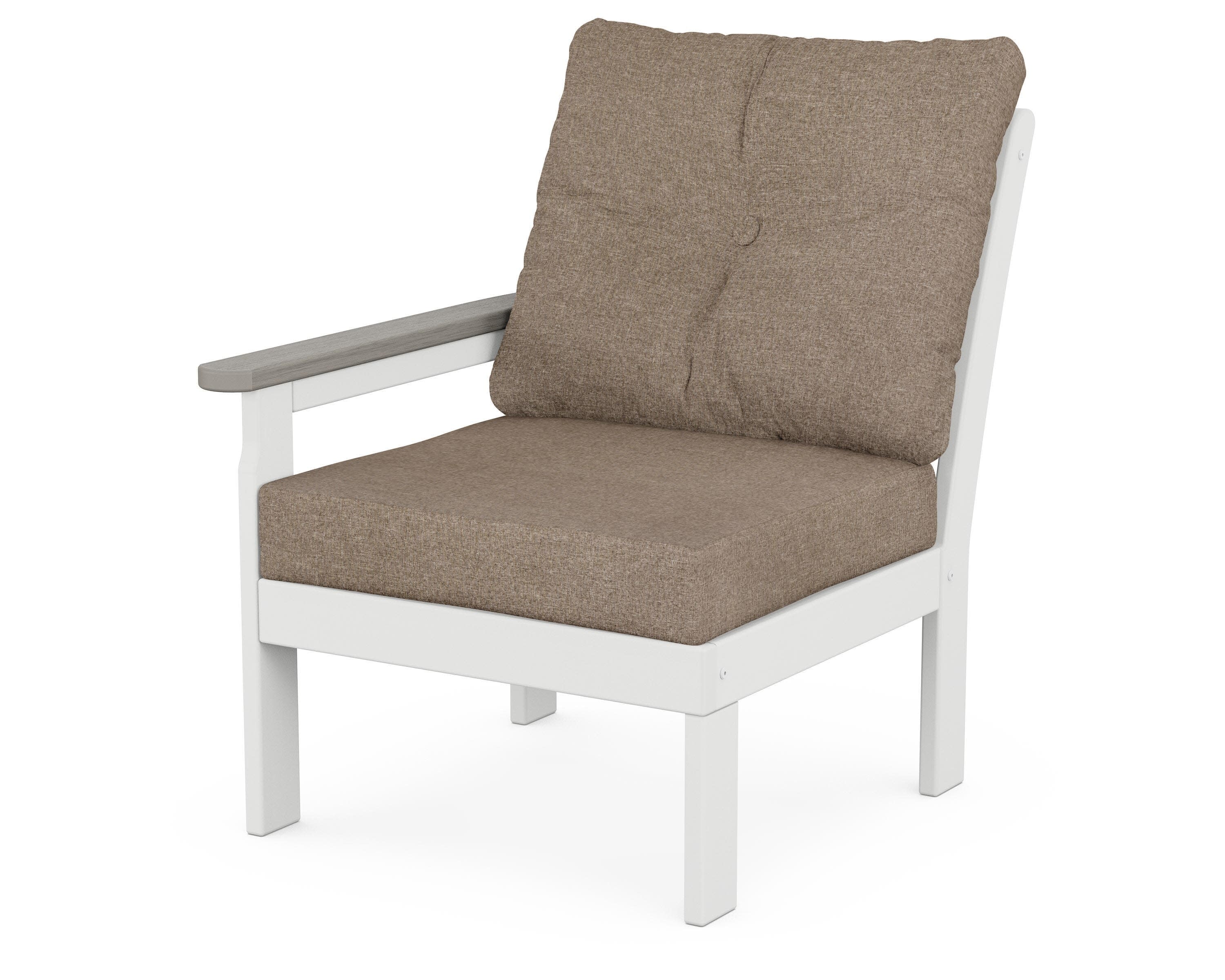 Vineyard Modular Left Arm Chair in White / Driftwood / Spiced Burlap