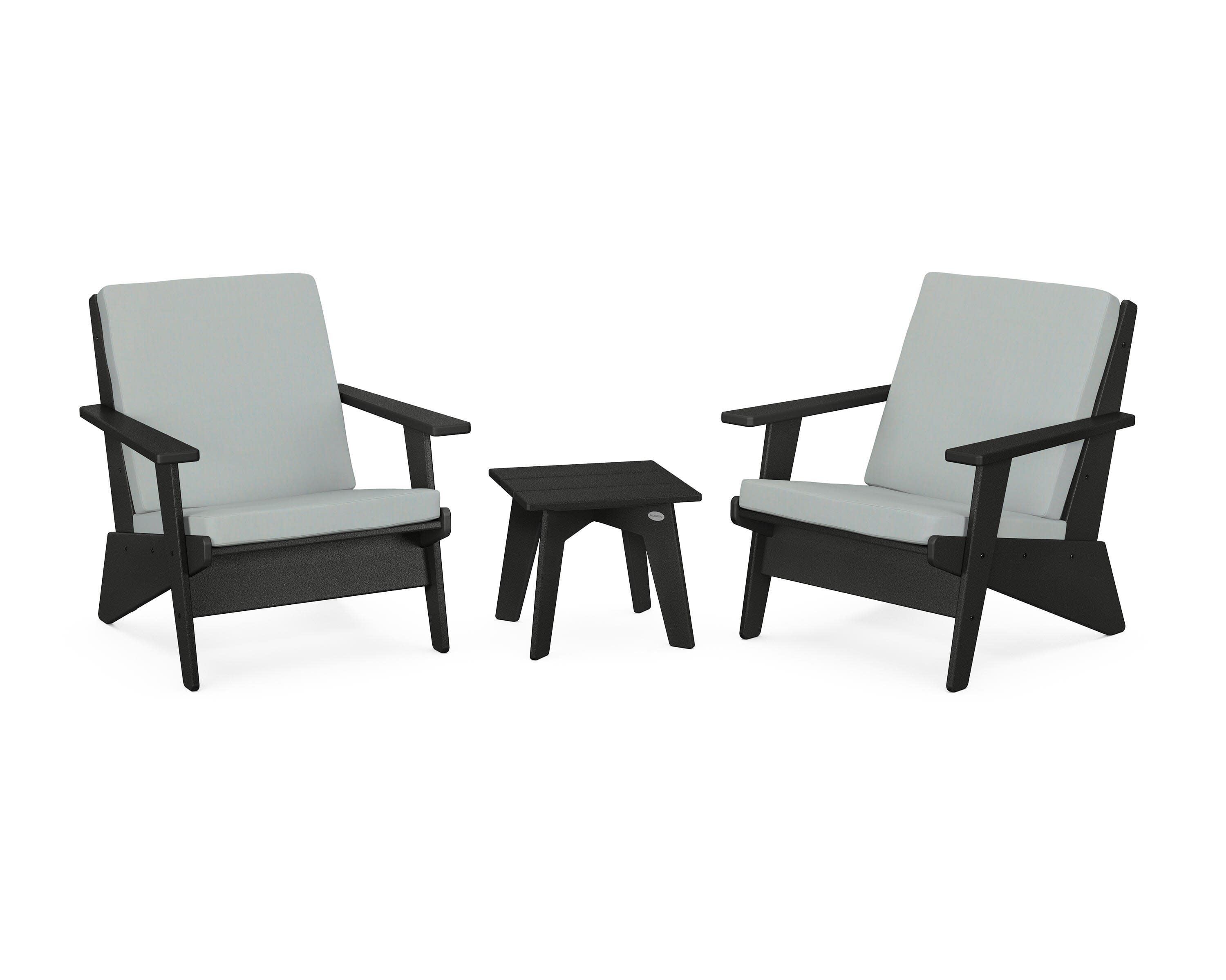 Riviera Modern Lounge 3-Piece Set in Black / Spa