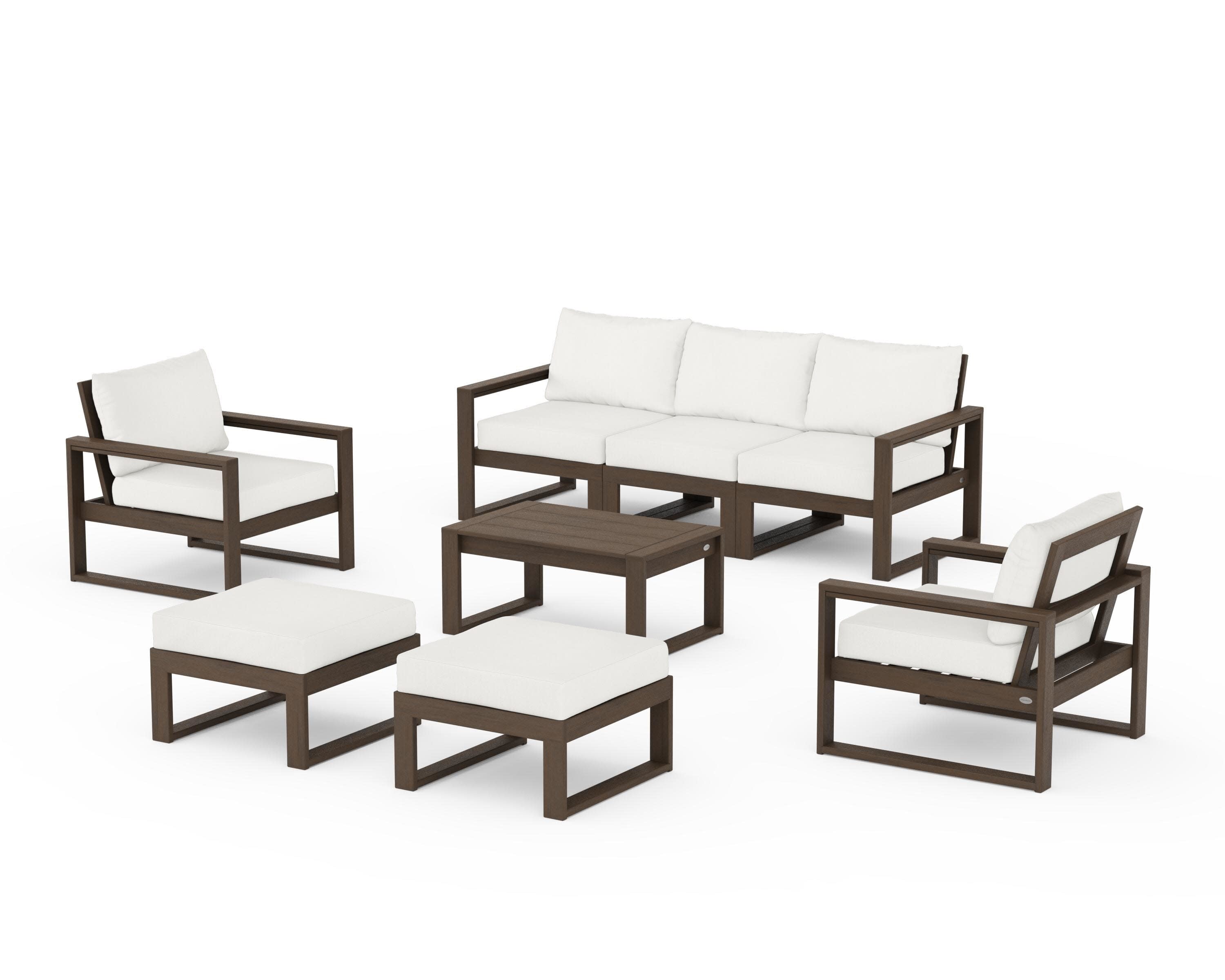 EDGE Sectional 8-Piece Lounge Sofa Set in Kona / Natural Linen
