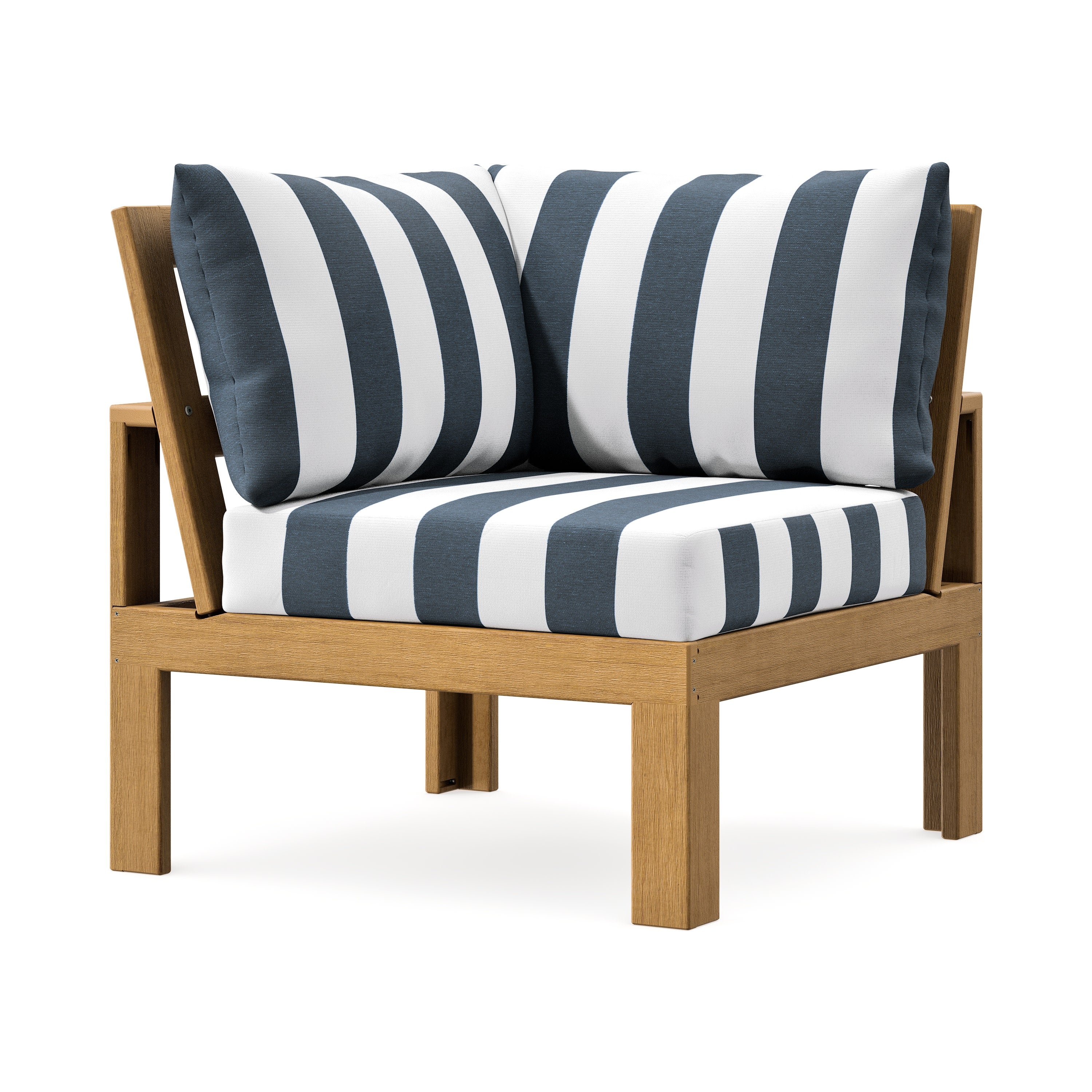 Modular Corner Chair in Natural / Cabana Stripe Marine Indigo