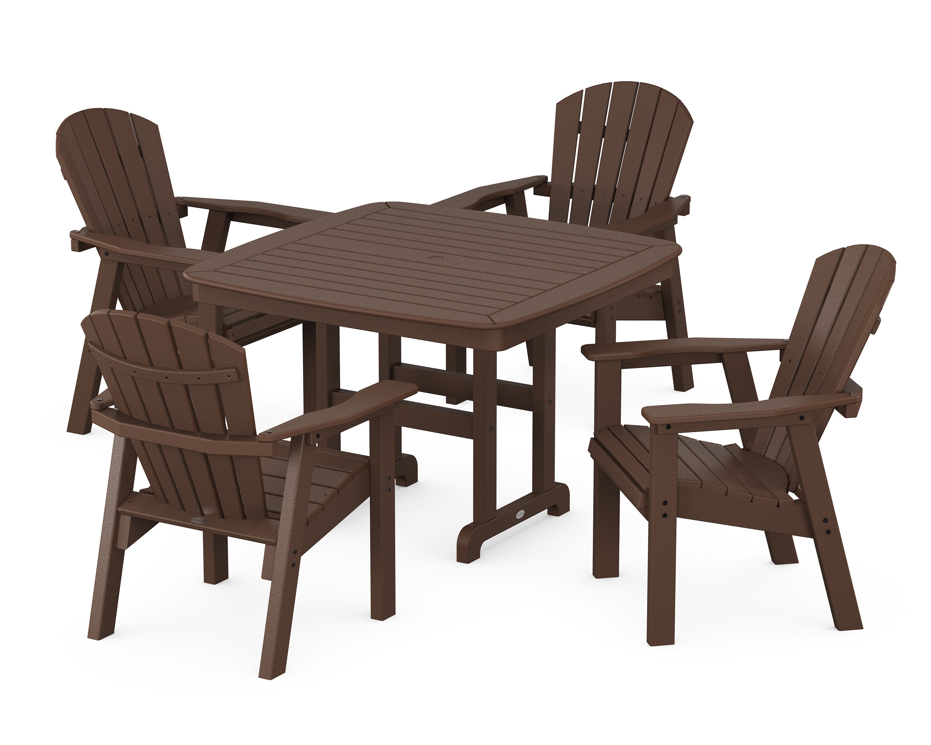 Seashell 5-Piece Dining Set with Trestle Legs in Mahogany