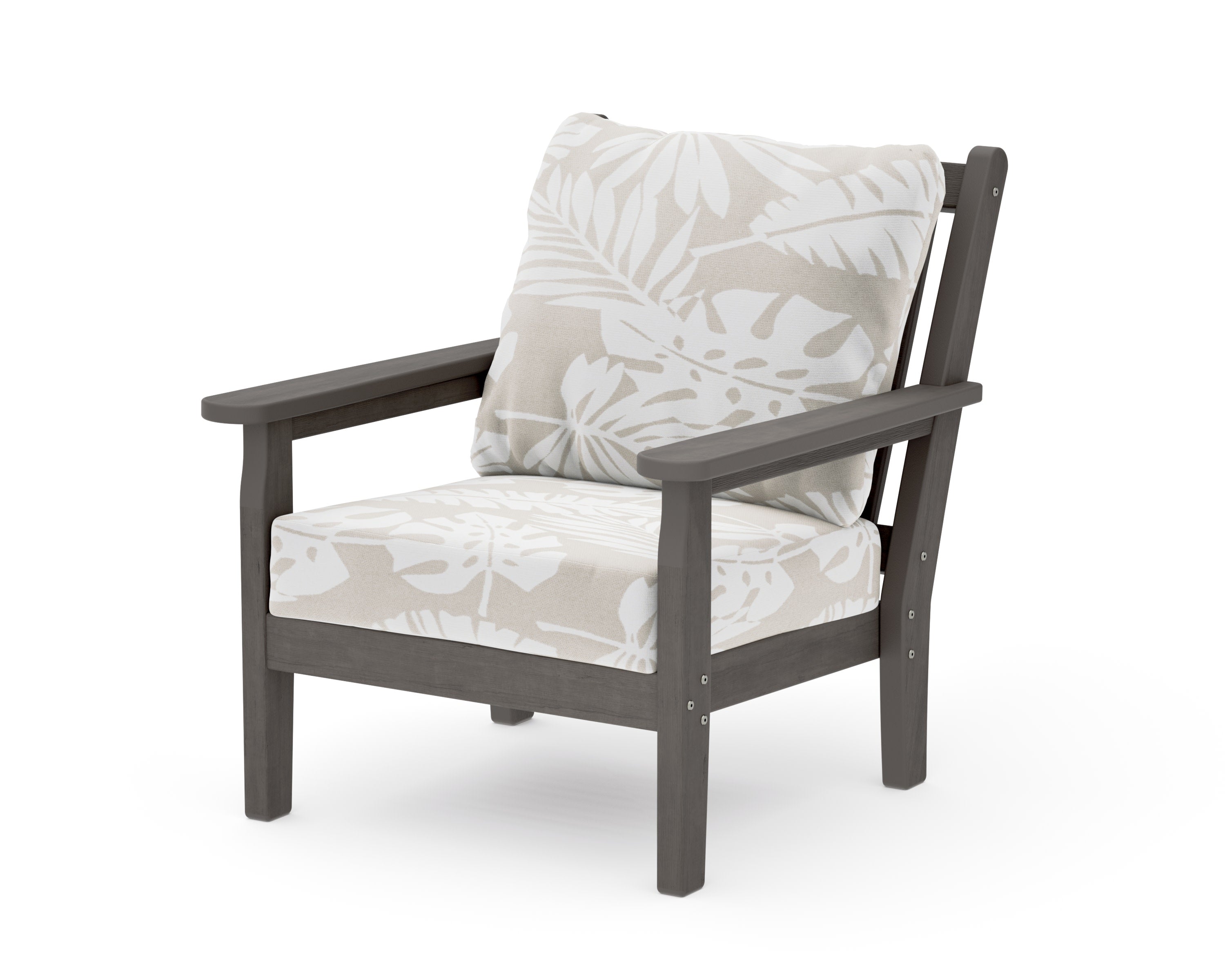 Chippendale Deep Seating Chair in Driftwood / Leaf Dune Burlap