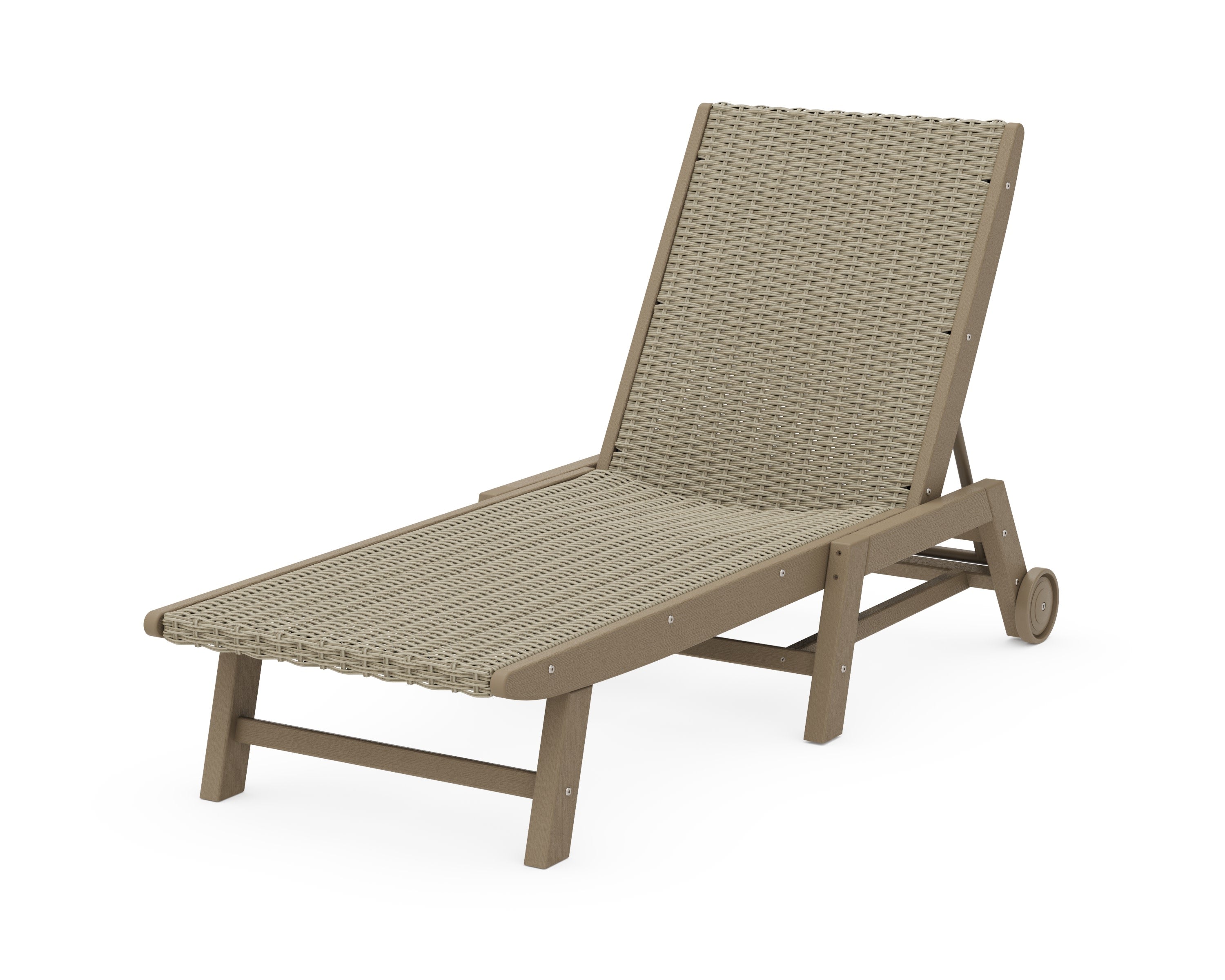 Coastal Woven Chaise with Wheels in Vintage Sahara / Dune Grass