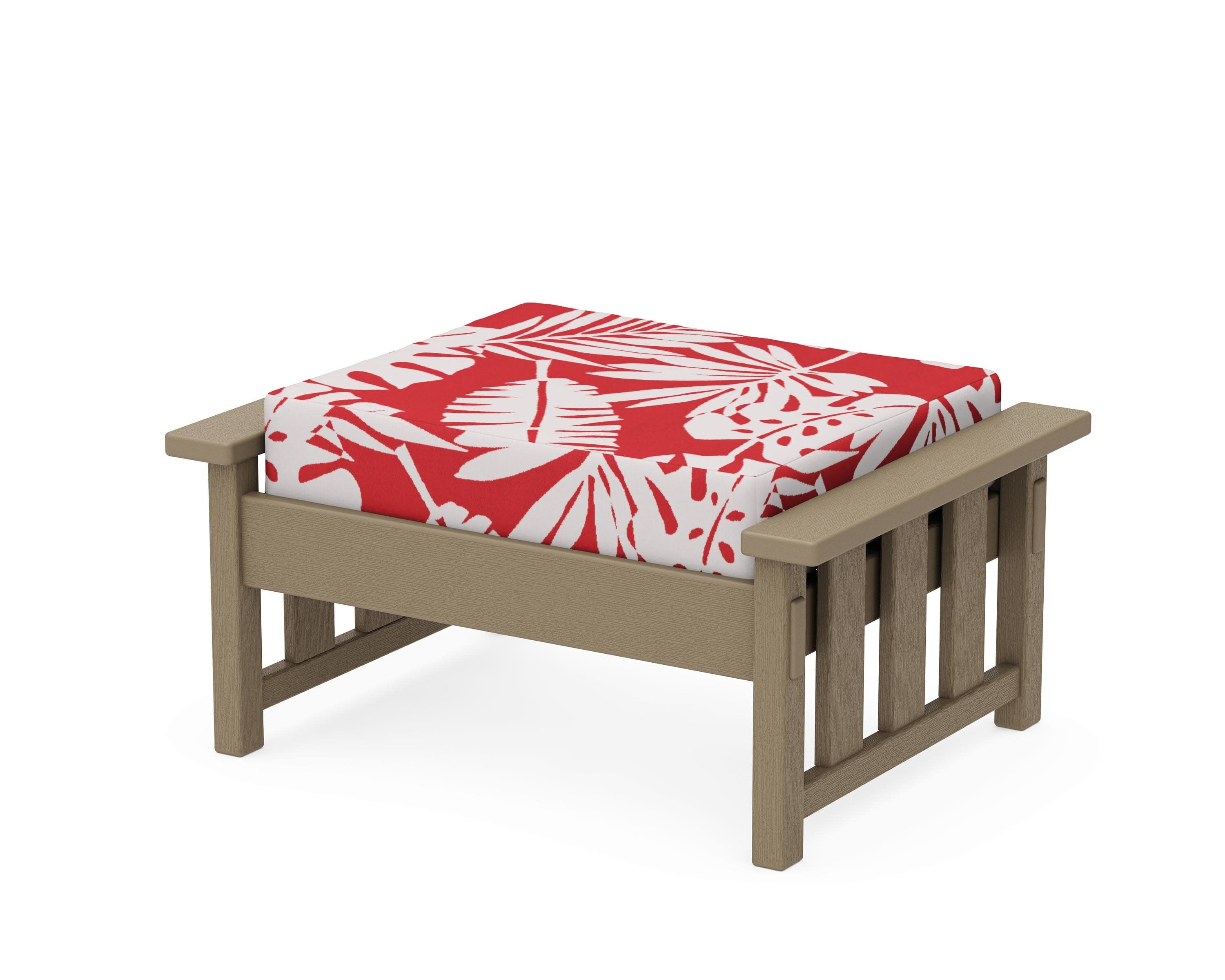 Acadia Deep Seating Ottoman in Vintage Sahara / Leaf Crimson