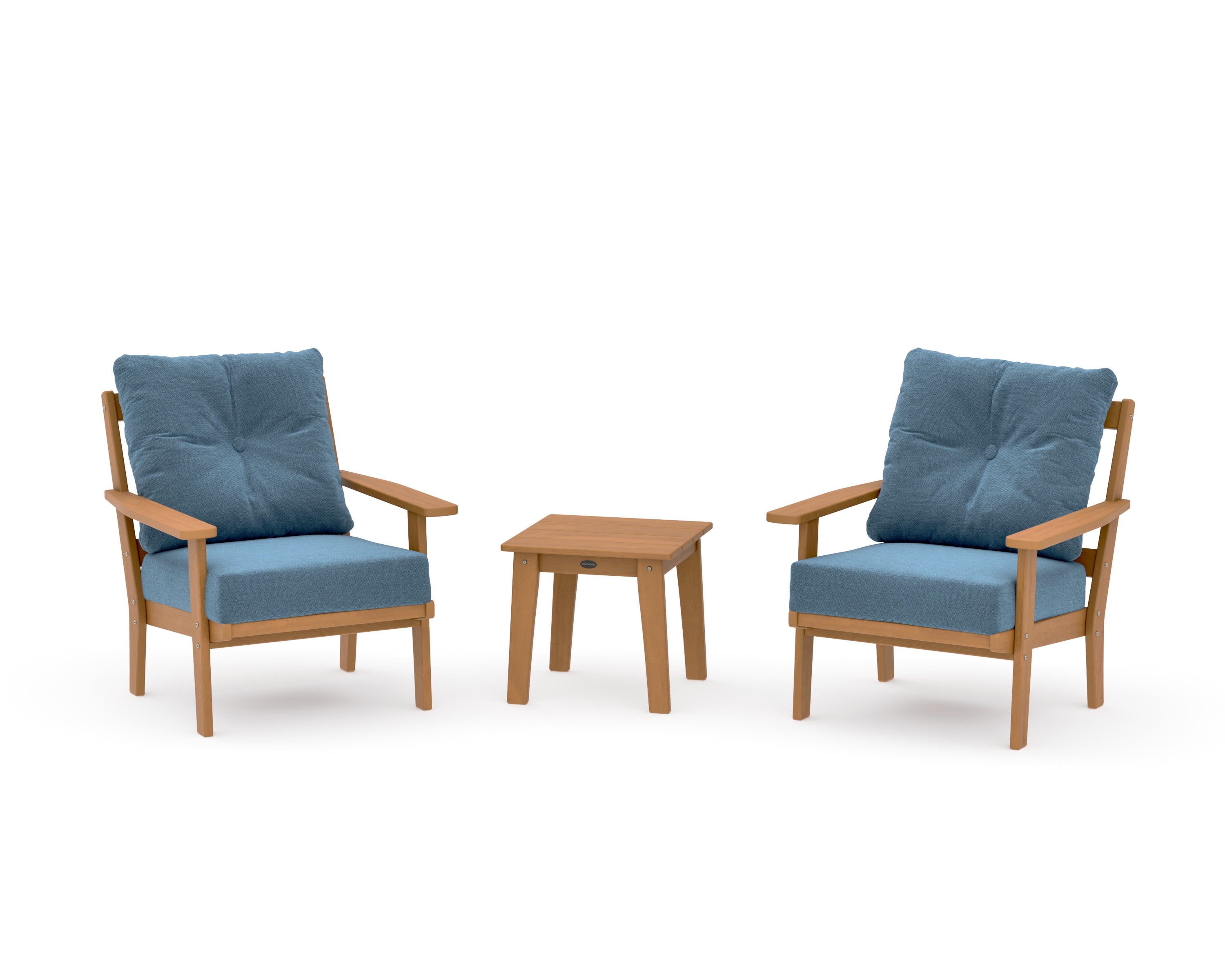 Oxford 3-Piece Deep Seating Set in Natural / Sky Blue