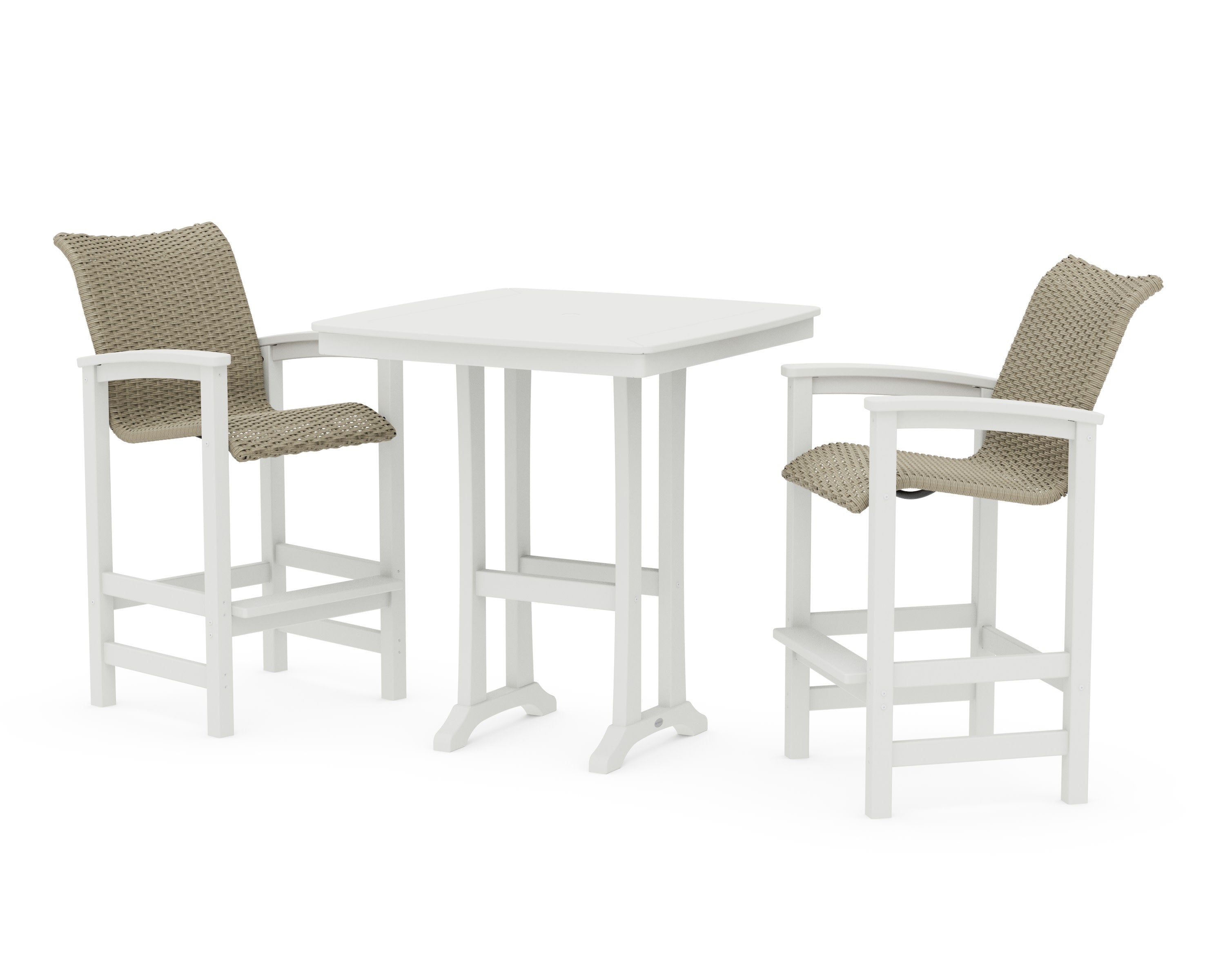 Coastal Woven 3-Piece Bar Set in White / Dune Grass