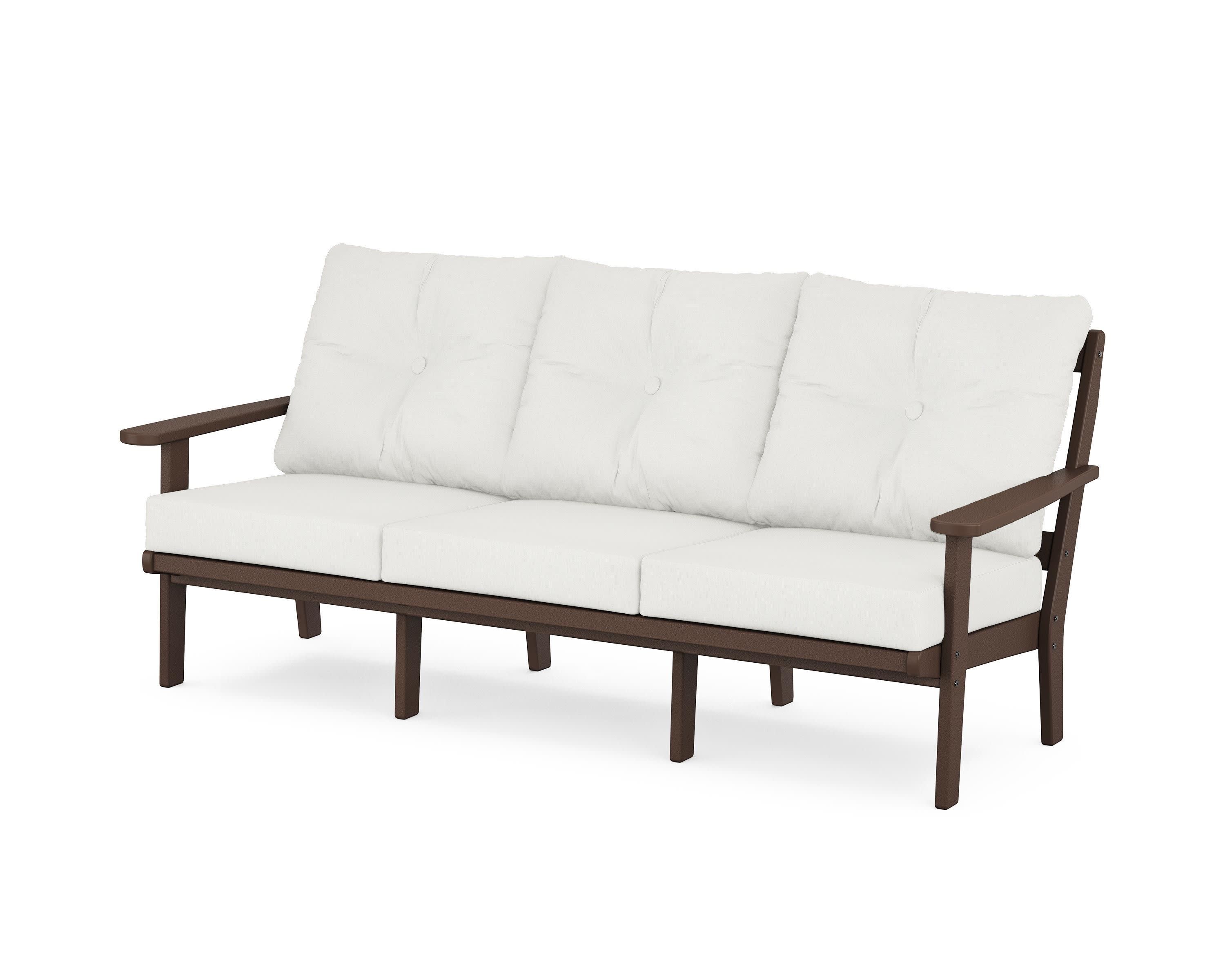 Mission Deep Seating Sofa in Mahogany / Natural Linen