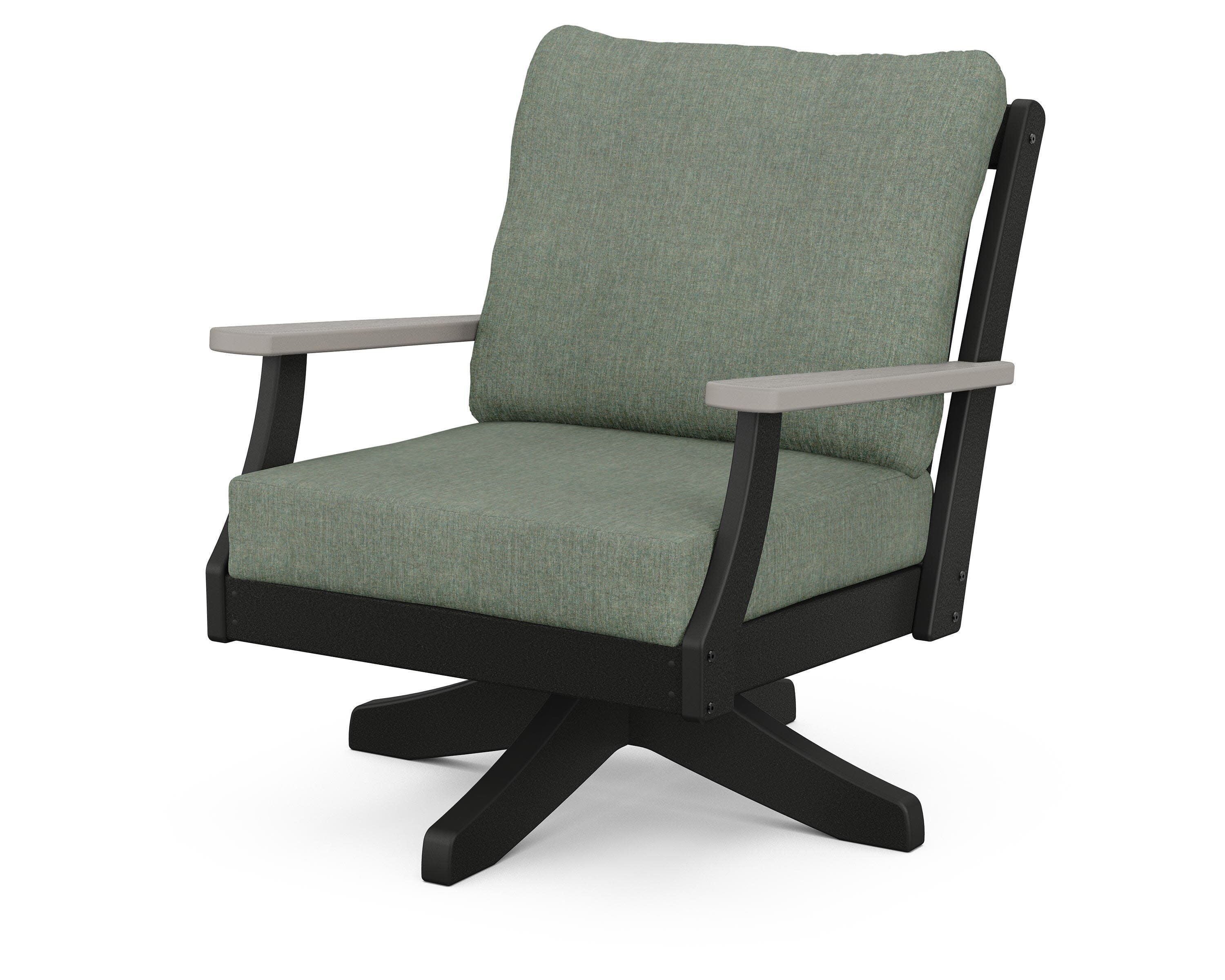 Braxton Deep Seating Swivel Chair in Black / Driftwood / Cast Sage